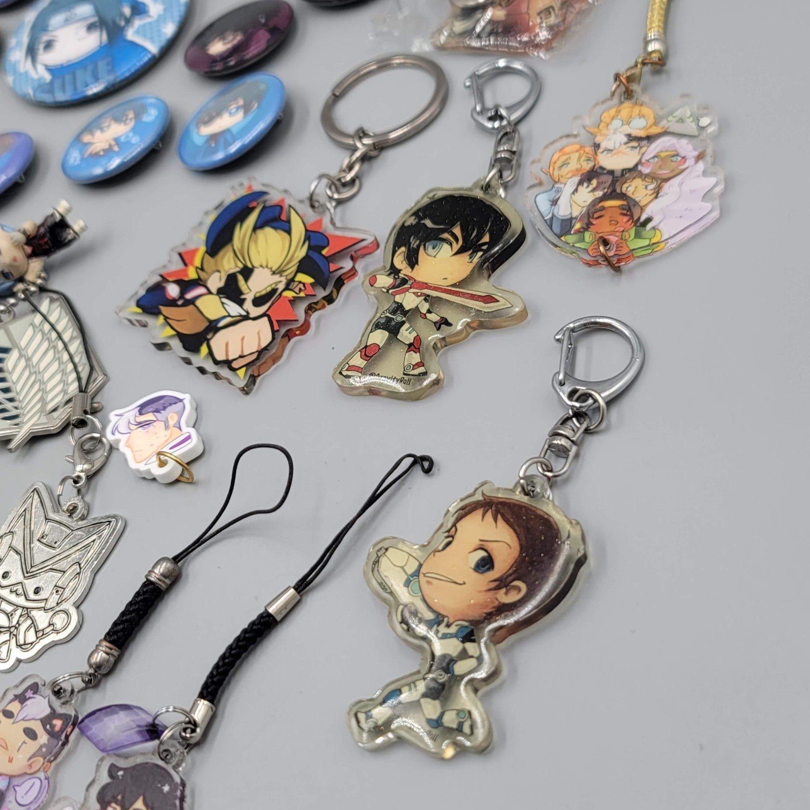 Anime Pin Button Sticker Keychain Charm Lot