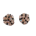 Vintage Pink Bead Stud Clip on Earrings Silver tone Round 5/8 in