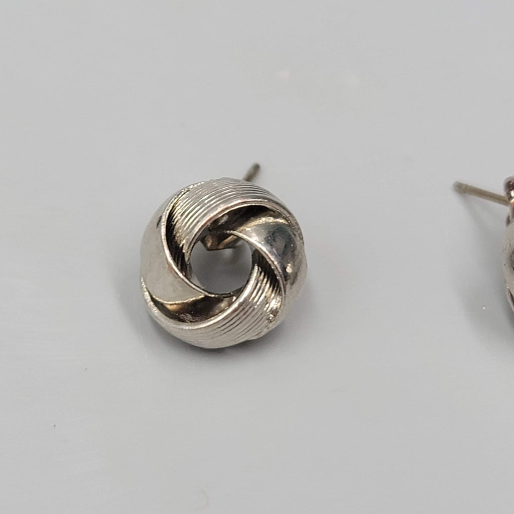 Vintage Silver tone Knot Studs Pierced Earrings 1/2"