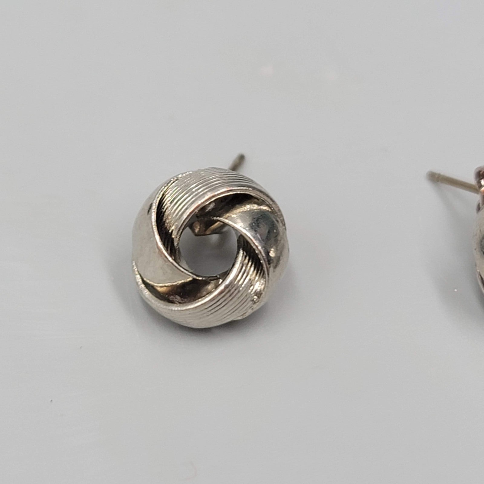 Vintage Silver tone Knot Studs Pierced Earrings 1/2"