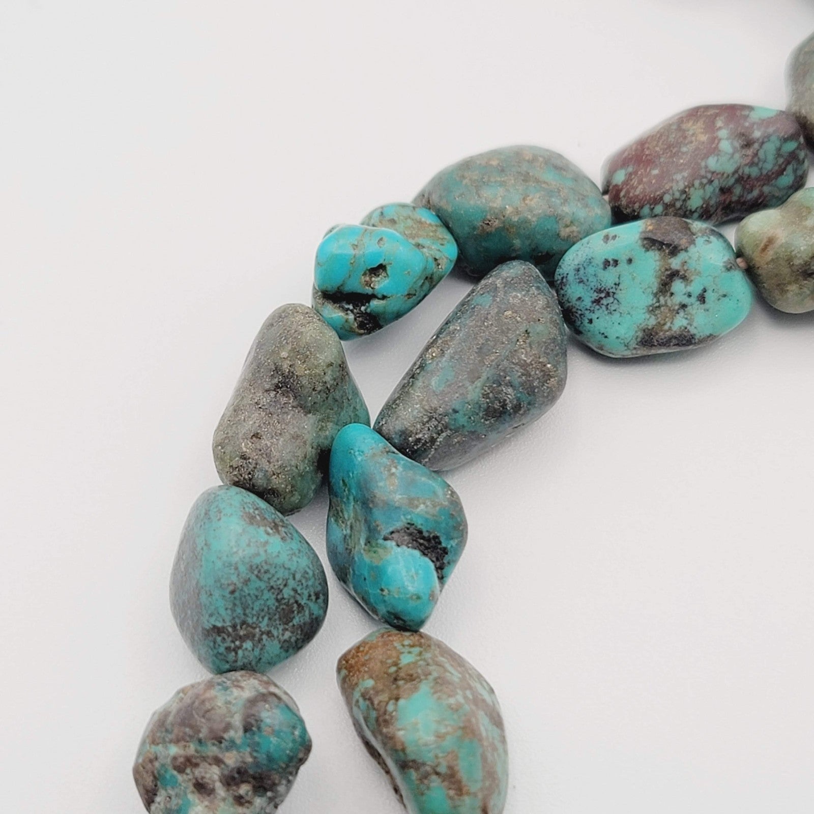 Native American Turquoise Nugget Necklace Coral Bead Matching Earrings 22 in
