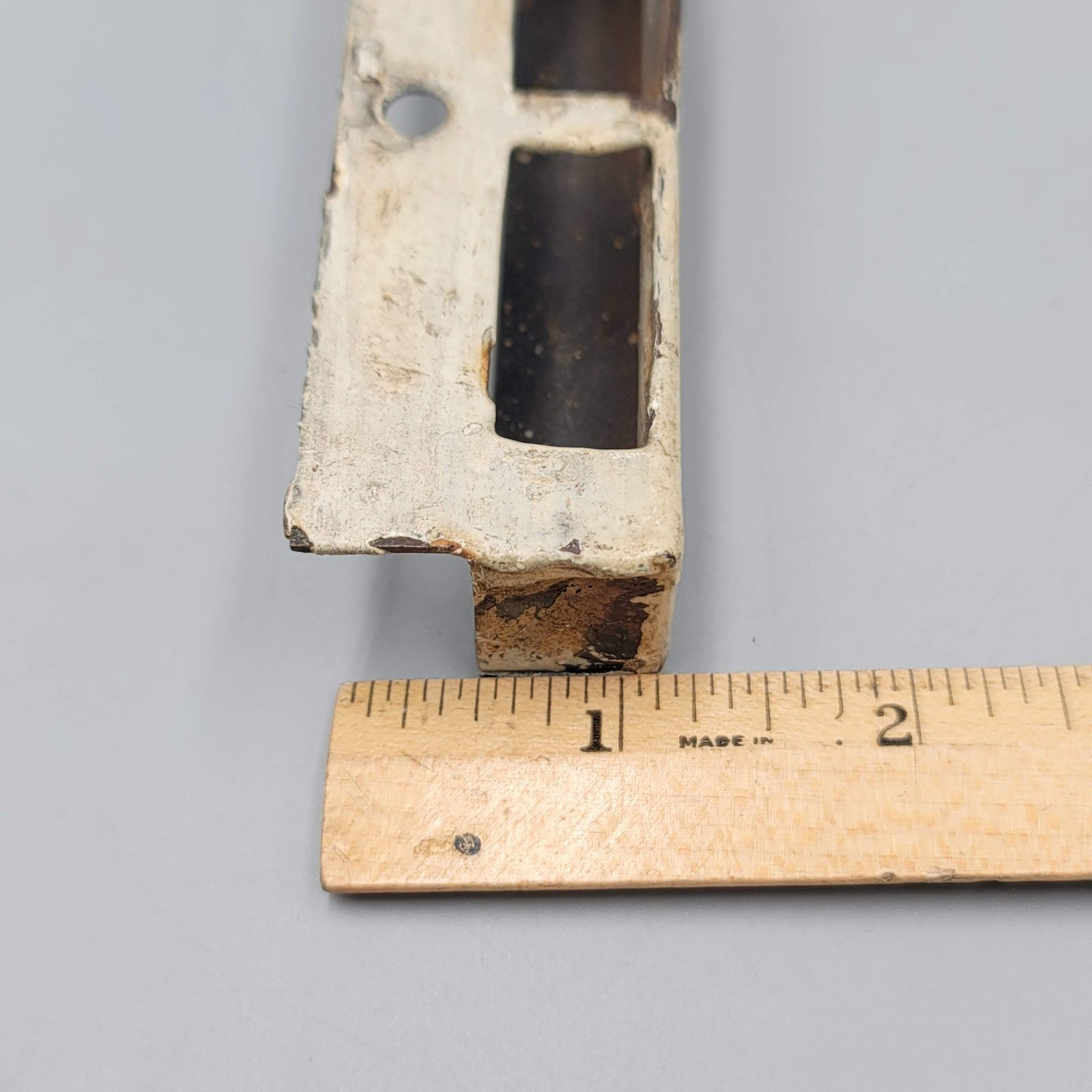 Vintage Surface Mount Lock Keeper Reclaimed Salvage Replacement Part Steel Gold