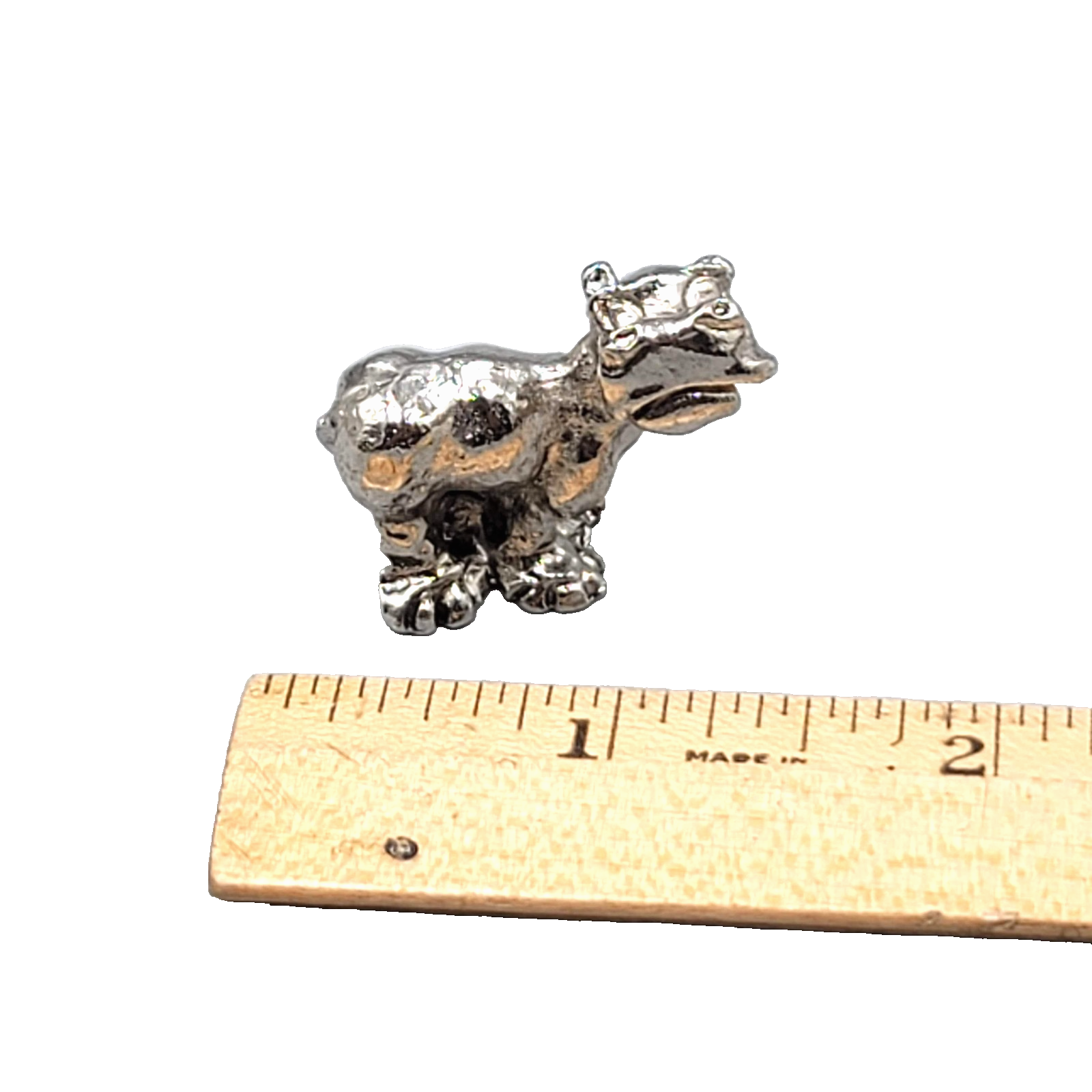 Mini Hippo Figurine Tiny Animal Sculpture Miniature Solid Pewter 1 in