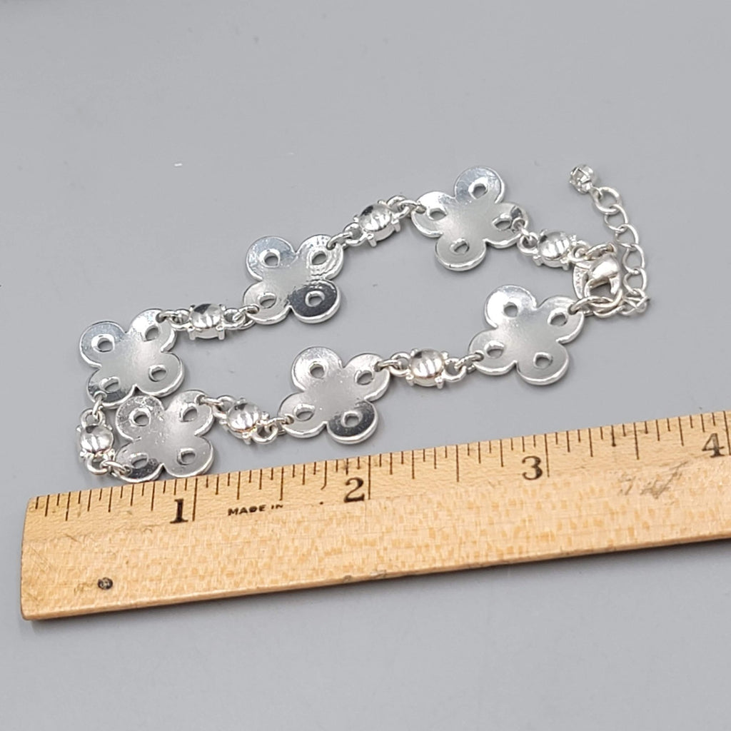 Ann Taylor Bracelet Silver Tone Crystal Accent Adjustable Toggle Chain 8 Inch NW