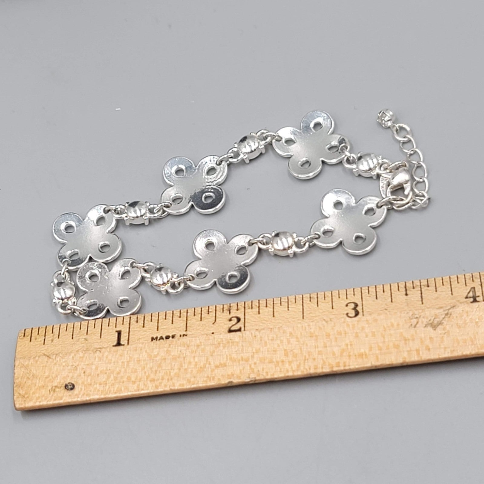 Ann Taylor Bracelet Silver Tone Crystal Accent Adjustable Toggle Chain 8 Inch NW
