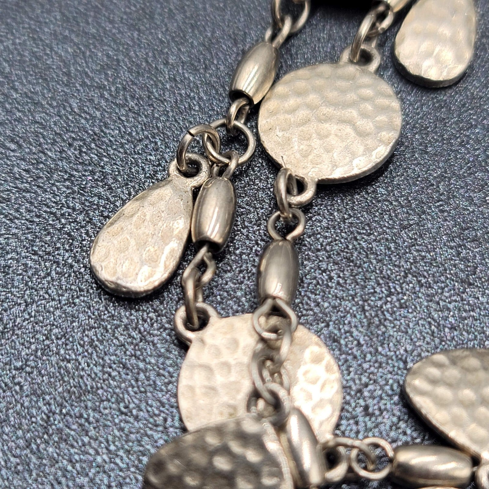 Premier Designs Bracelet Double Chain Silver tone Hammered Metal 7"