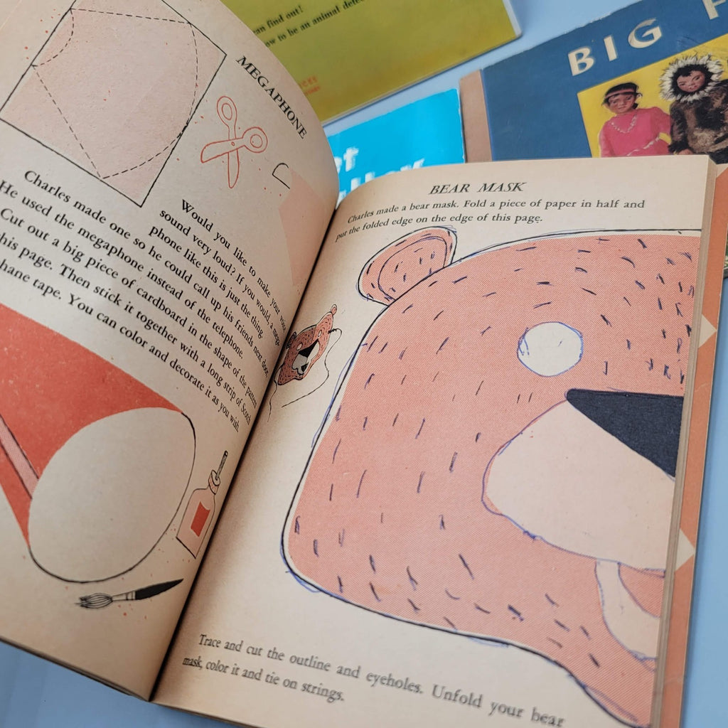 Vintage Childrens Book Lot Scholastic MCM Animal Detective Paper Playbook etc