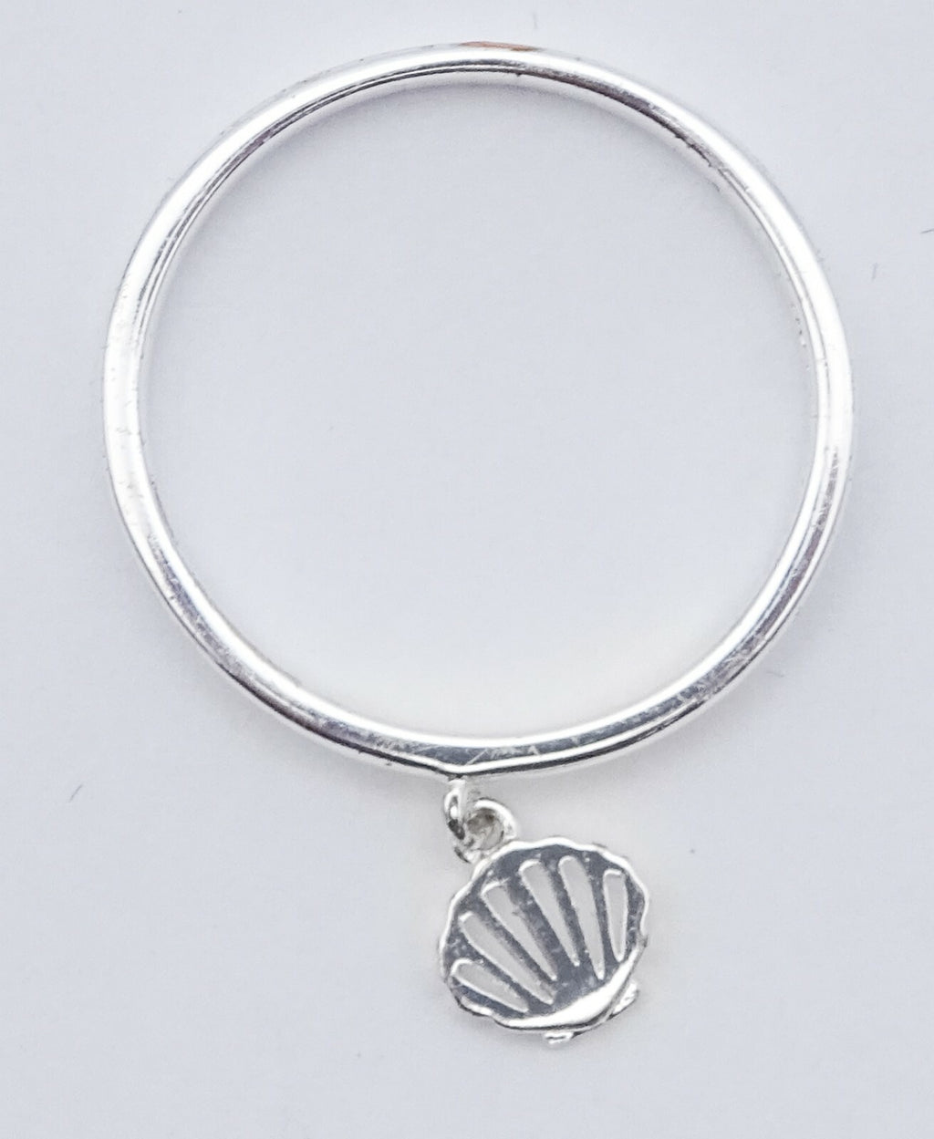 Disney Ariel Mermaid Shell Dangle Ring Size 8 Silver Plated