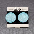 Vintage Pierced Earrings Textured Blue Enamel Discs Circle 1" Shimmer