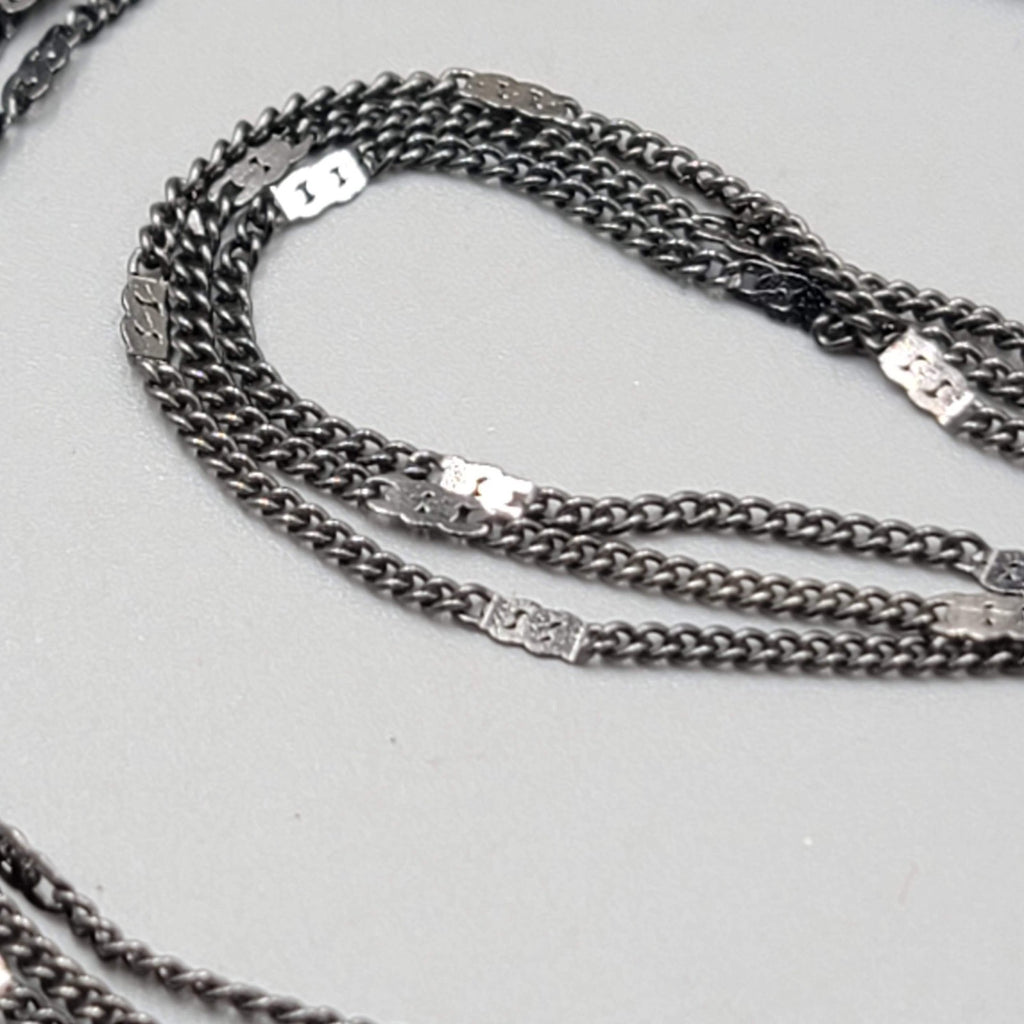 RMN Black Triple Chain Long Necklace 28"