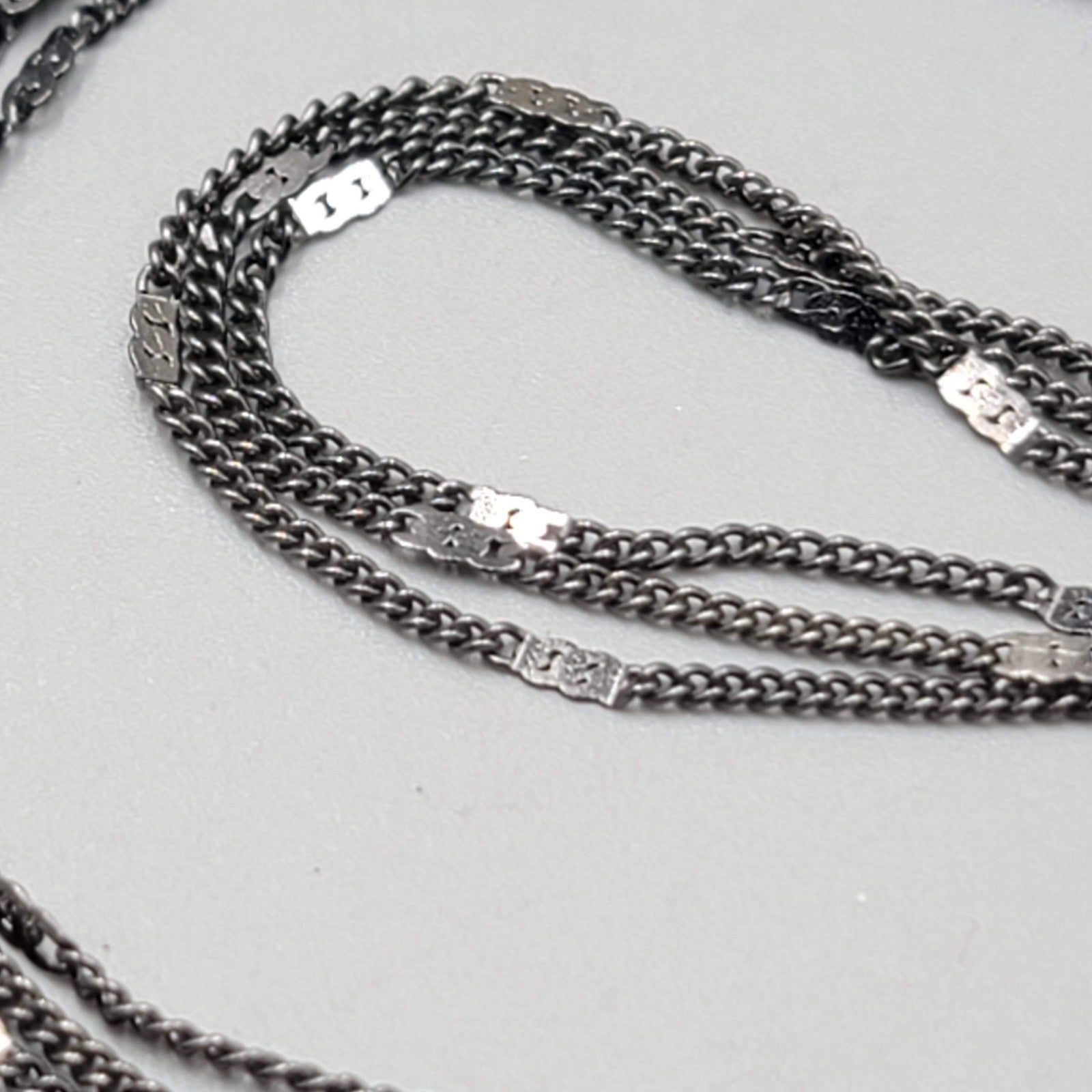 RMN Black Triple Chain Long Necklace 28"