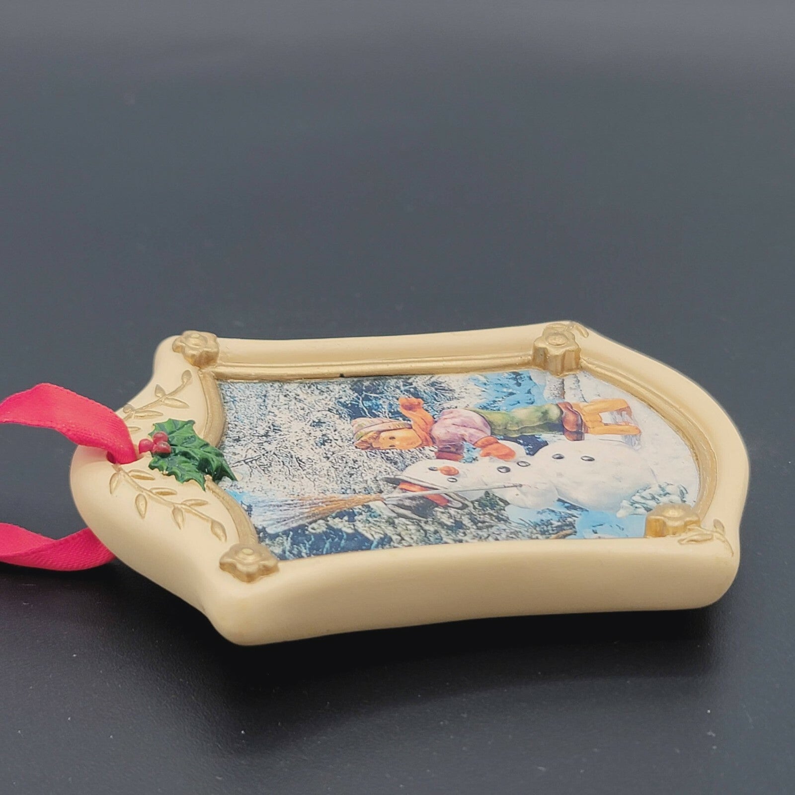 The Hummel Gold Christmas Ornament Collection Boy Snowman Frame 3.5"