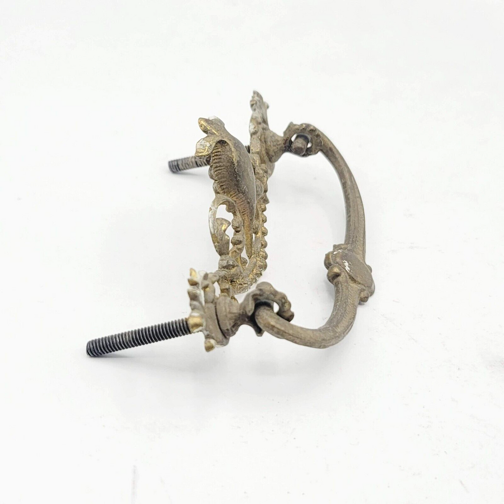 Vintage SINGLE Brass Drawer Pull Handle Gold Salvage 3"