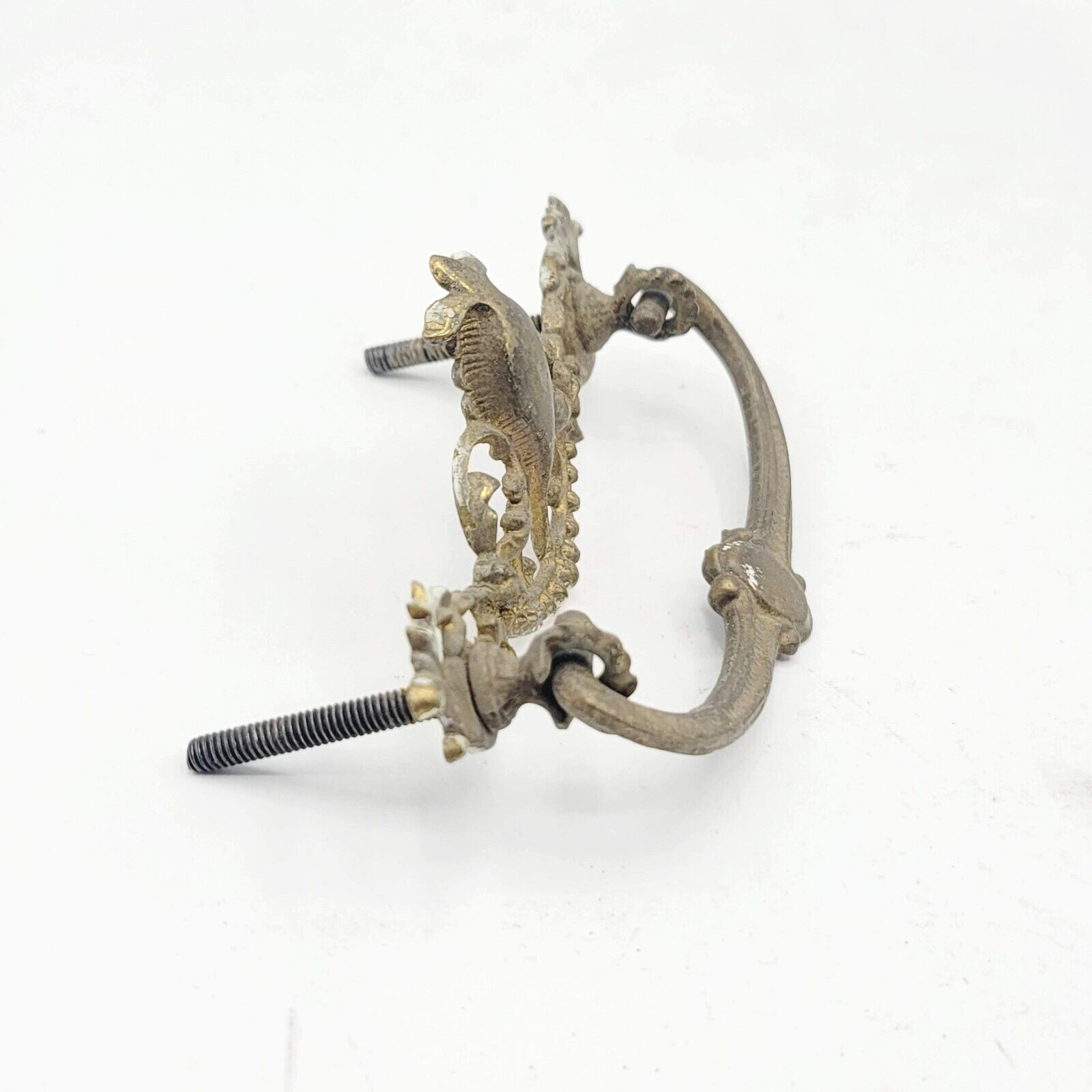 Vintage SINGLE Brass Drawer Pull Handle Gold Salvage 3"