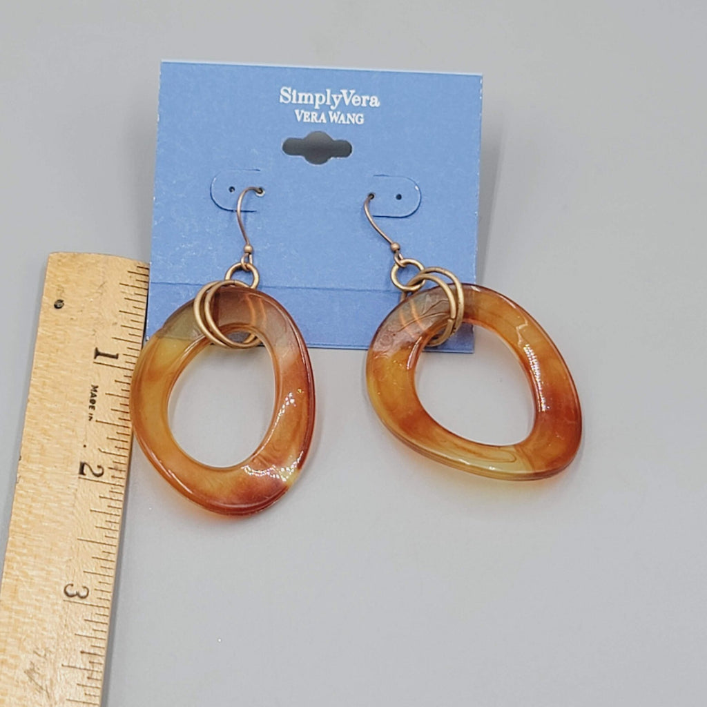 Simply Vera Pierced Earrings Tortoise Wavy Open Dangle Dangle Statement 2"