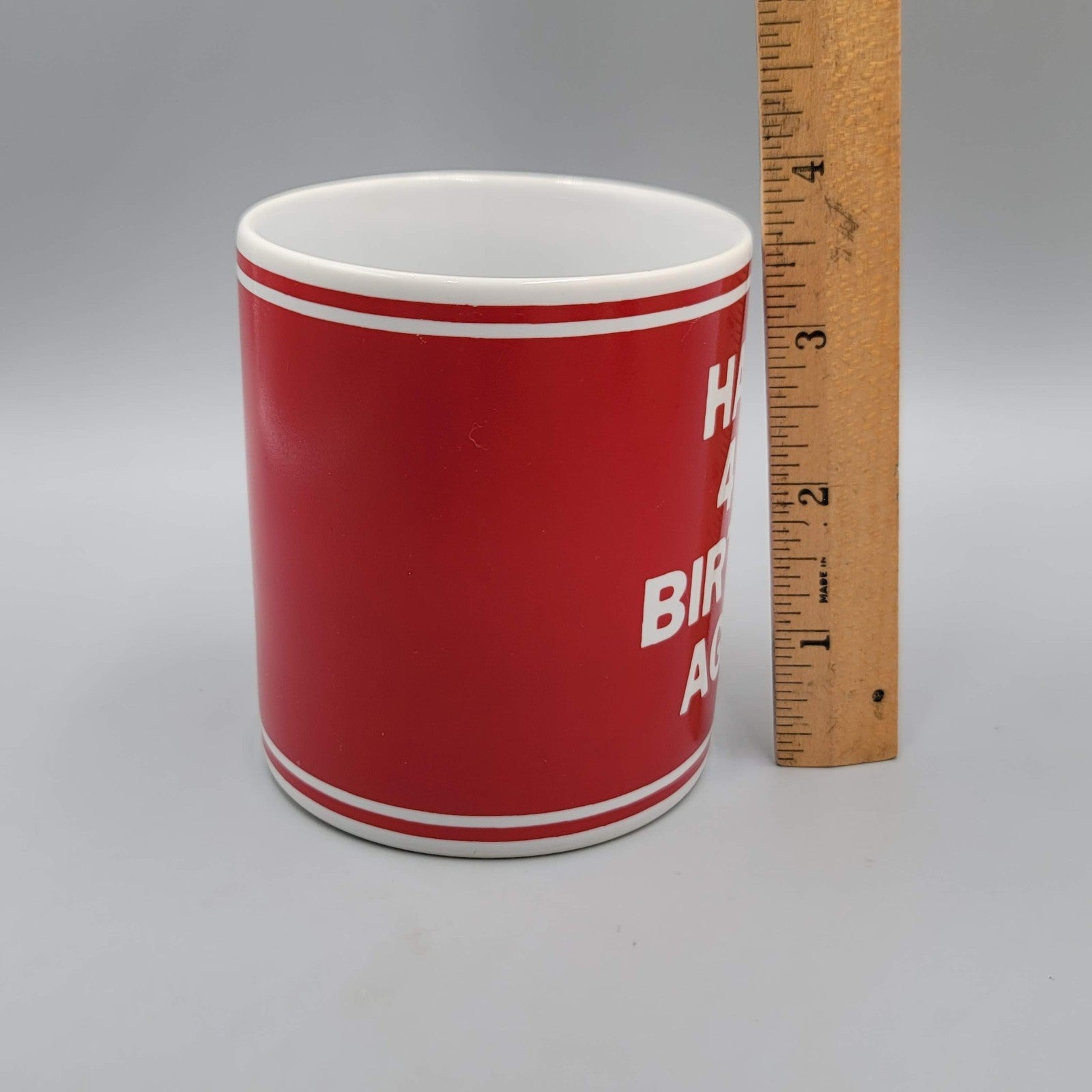 Vintage Coffee Mug “Happy 49th Birthday Again?” Ceramic Red White