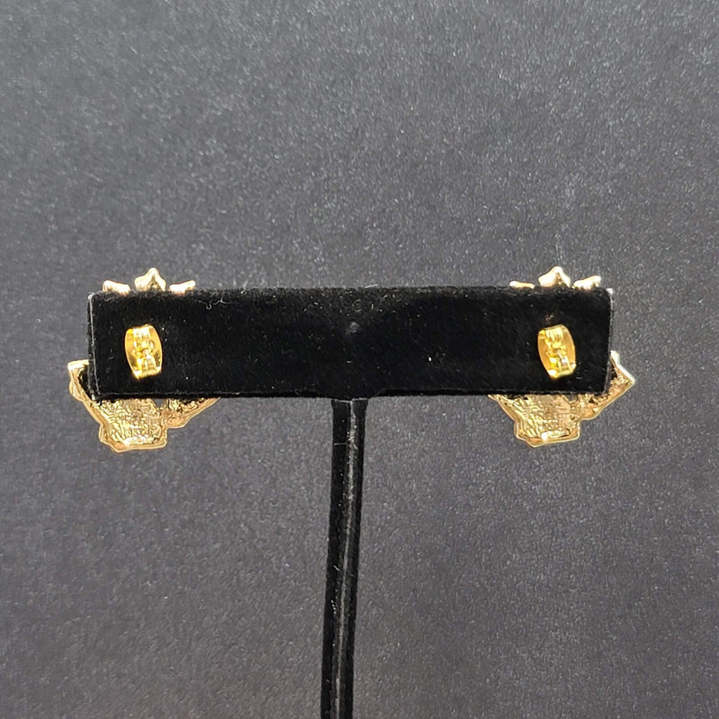 Christmas Bells Pierced Earrings Gold tone Holly Drop 7/8"