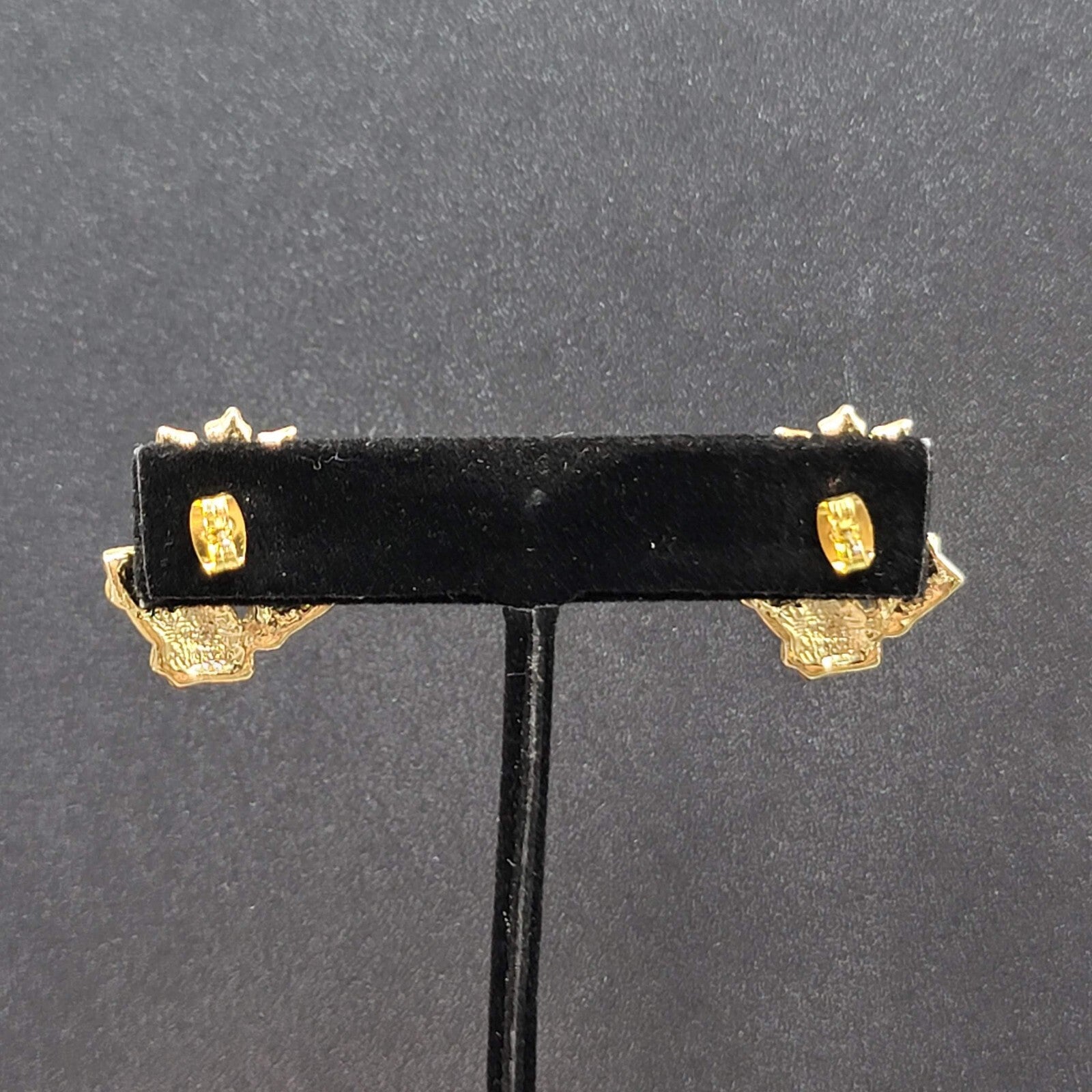 Christmas Bells Pierced Earrings Gold tone Holly Drop 7/8"