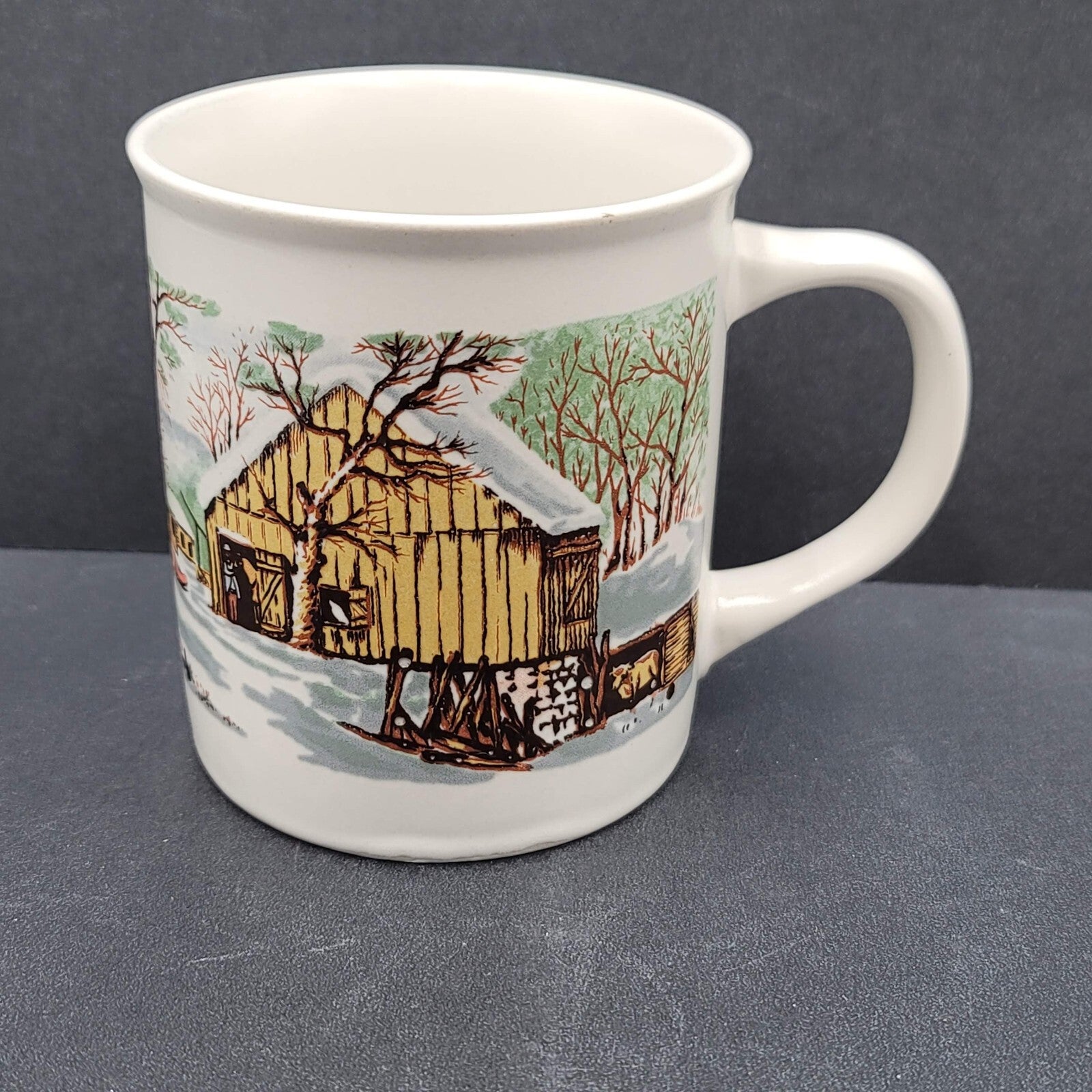 Sunny Stoneware Coffee Mug Made in Korea Winter Scene