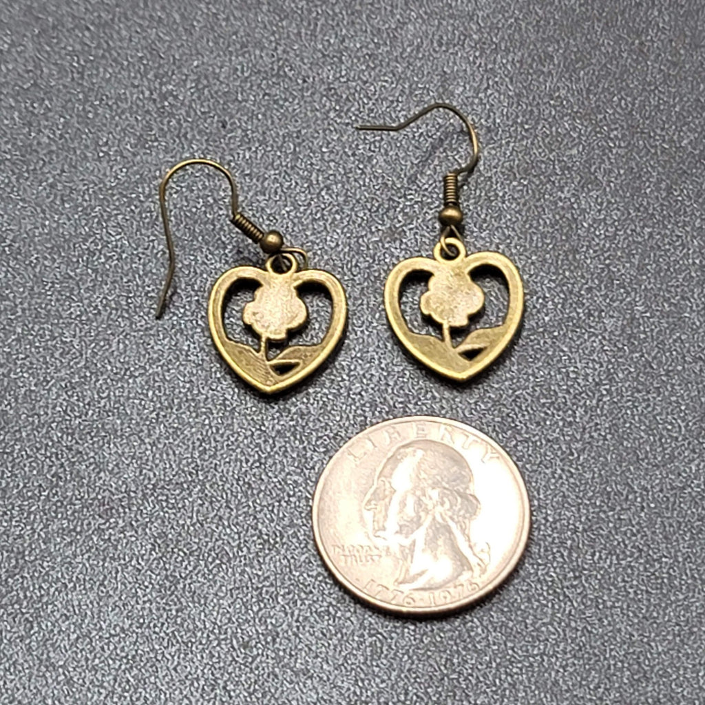New Pierced Earrings Bronze tone Embossed Dangle 3/4"