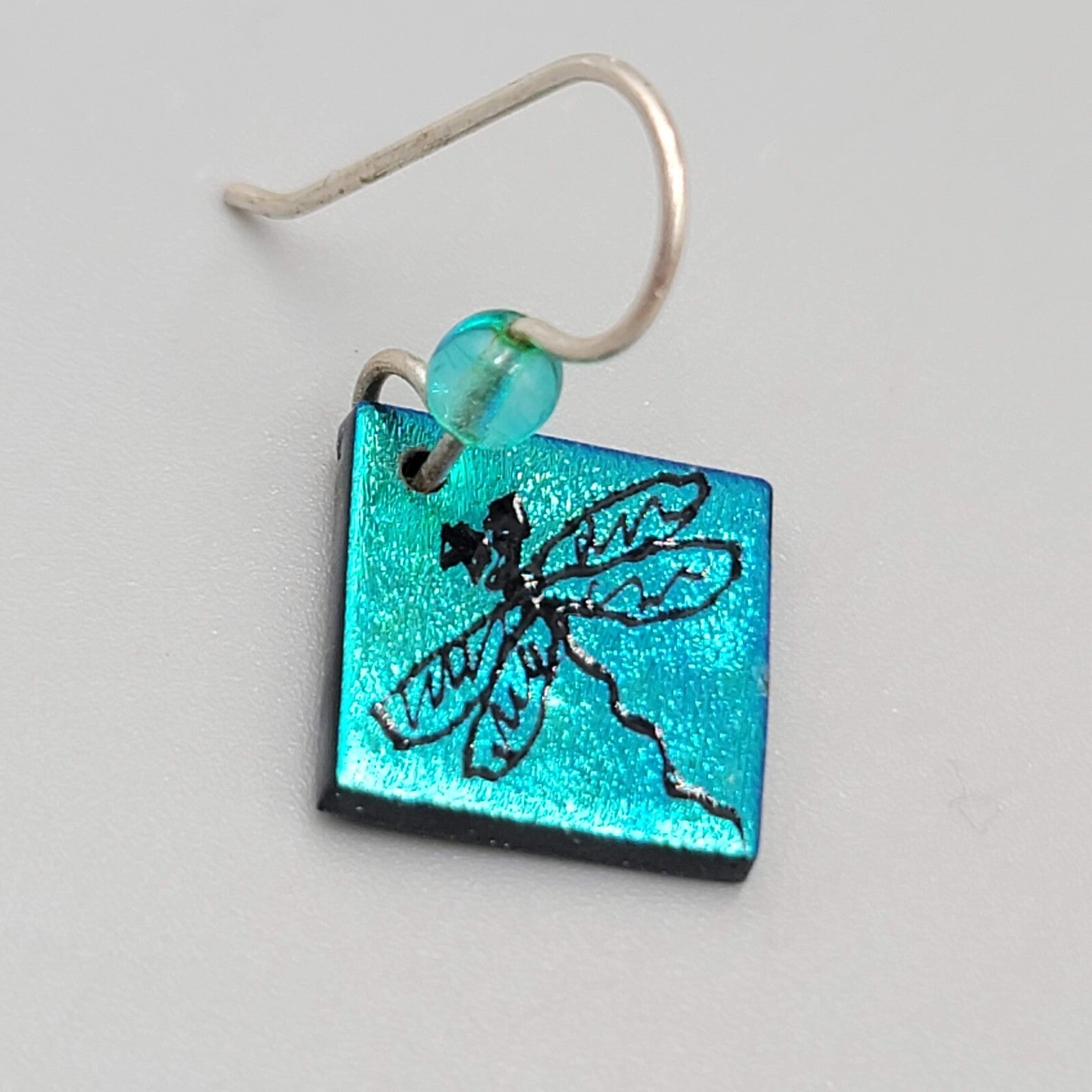 Dragon Fly Pierced Earrings Silver tone Dangle 3/4"