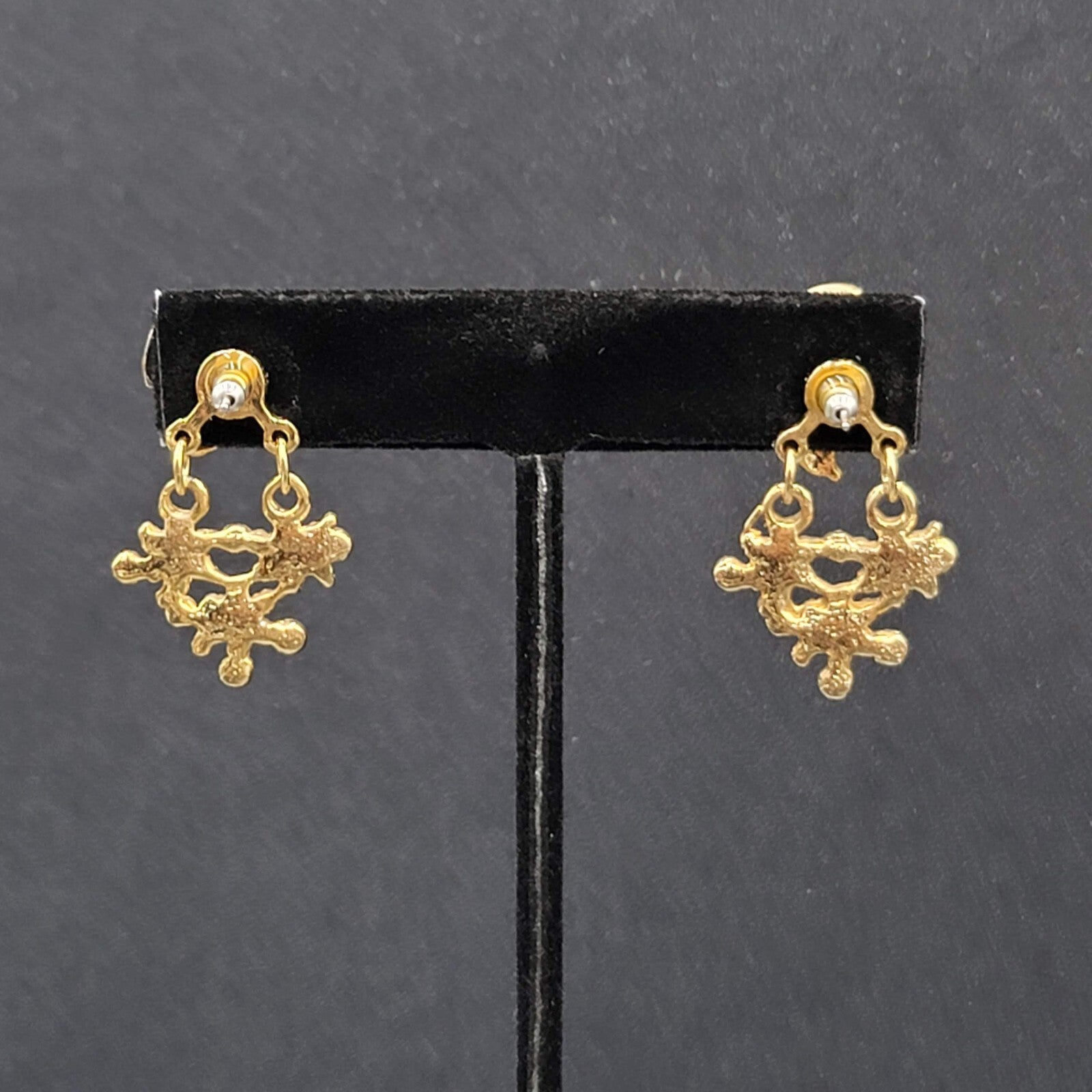 Snowman Pierced Earrings Gold tone Enamel Jacket Back Dangle 1.25"