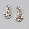 Pierced Earrings Silver tone Dangle Hoops Embossed Bird 1"