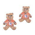 Vintage Hand Painted Denver Broncos Pierced Earrings Wood Teddy Bear 1 1/8"