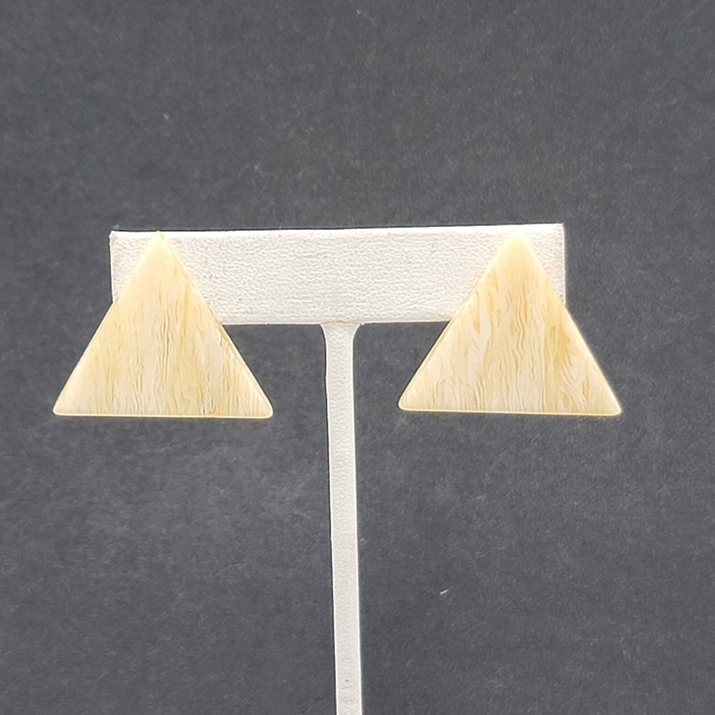 Vintage Pierced Earrings Resin Translucent Triangle Drop 1"
