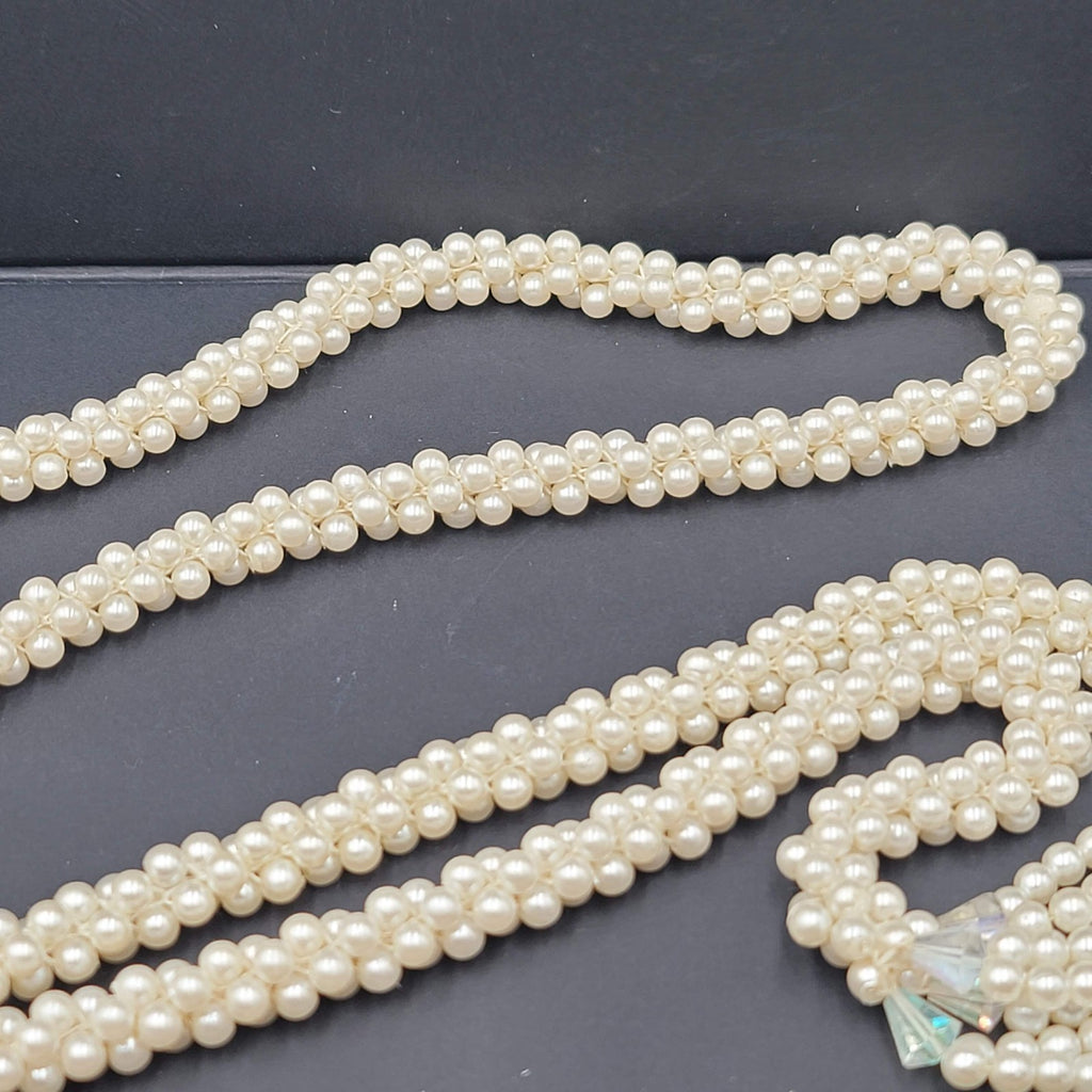 Vintage Large White Bead Lariat Necklace 70" STATEMENT!