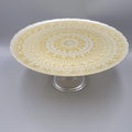 Vintage Painted Turkish Glass Cake Stand with Gold Detailing 10.5 in LOVELY!