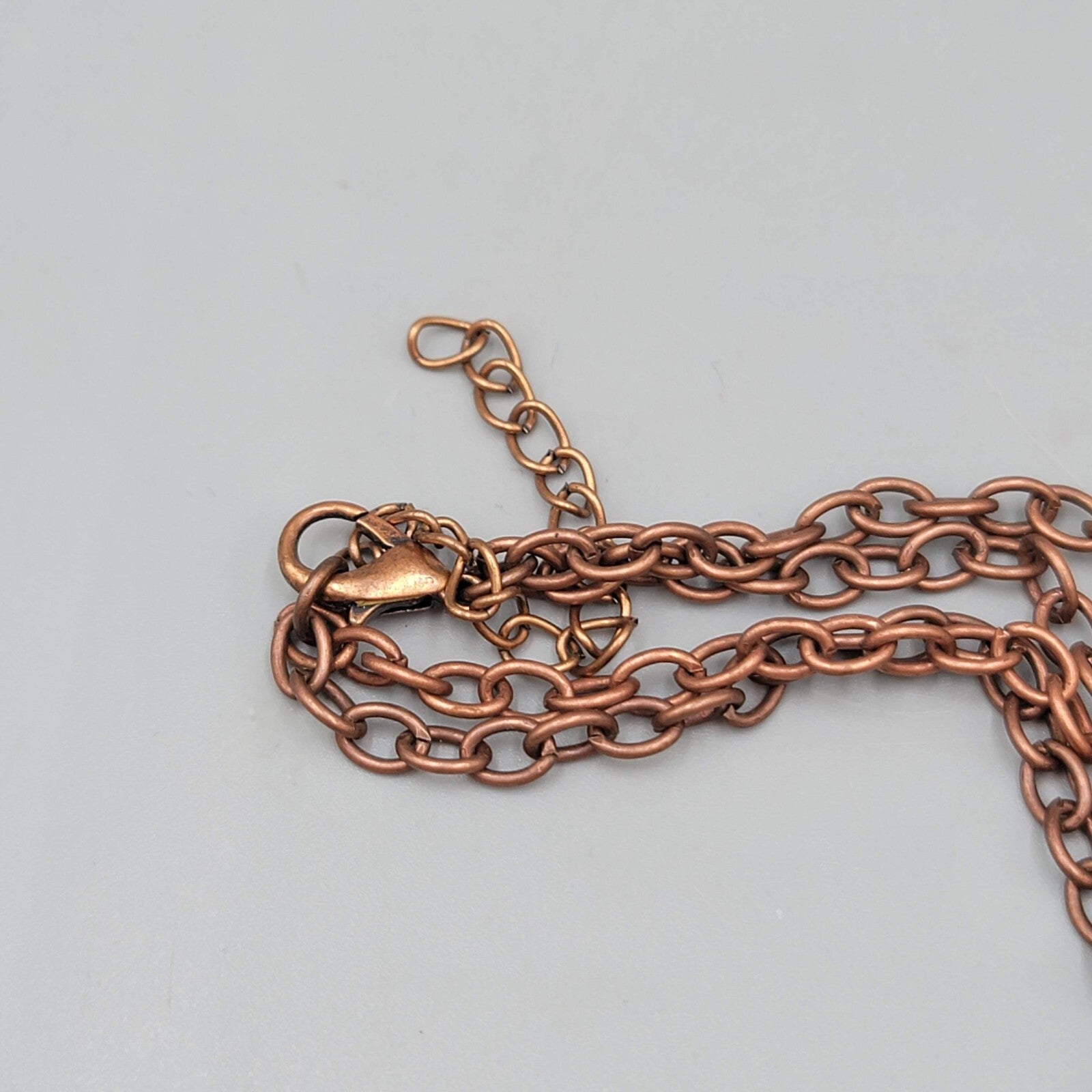 Heart Necklace Copper tone Double Chain 28" 36" +2.75"