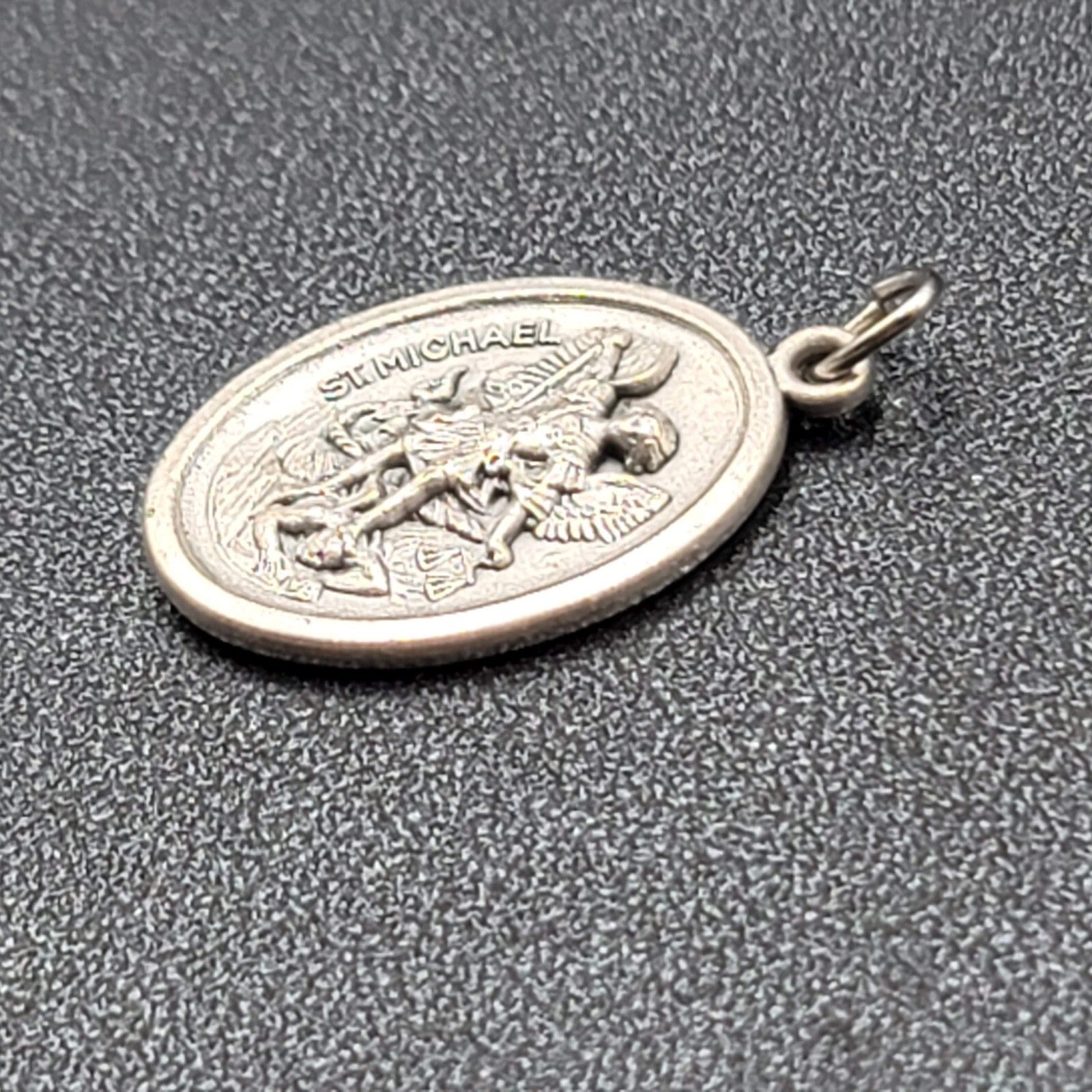 Saint Michael Guardian Angel Medal Pendant Italy Silver tone 1 Inch