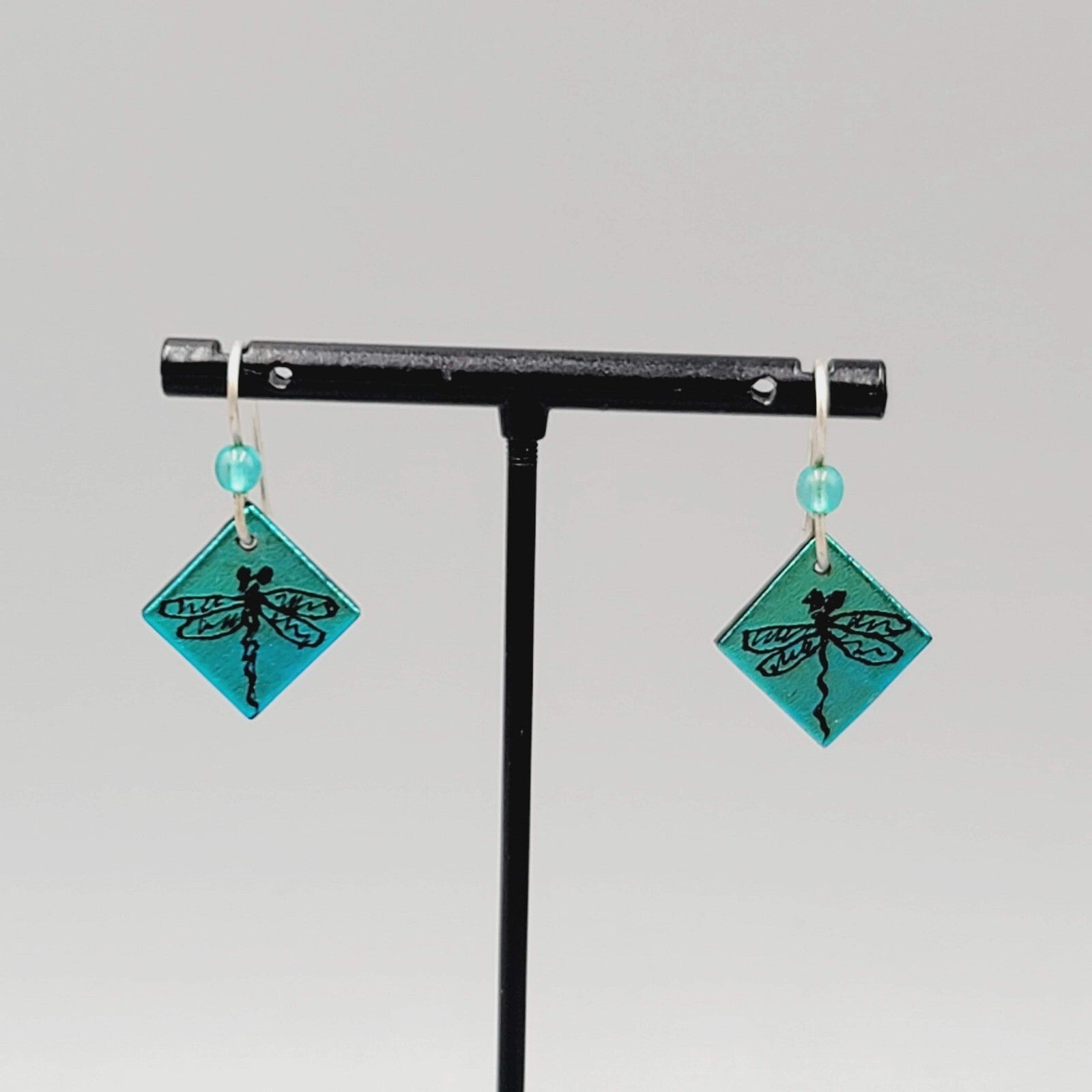 Dragon Fly Pierced Earrings Silver tone Dangle 3/4"