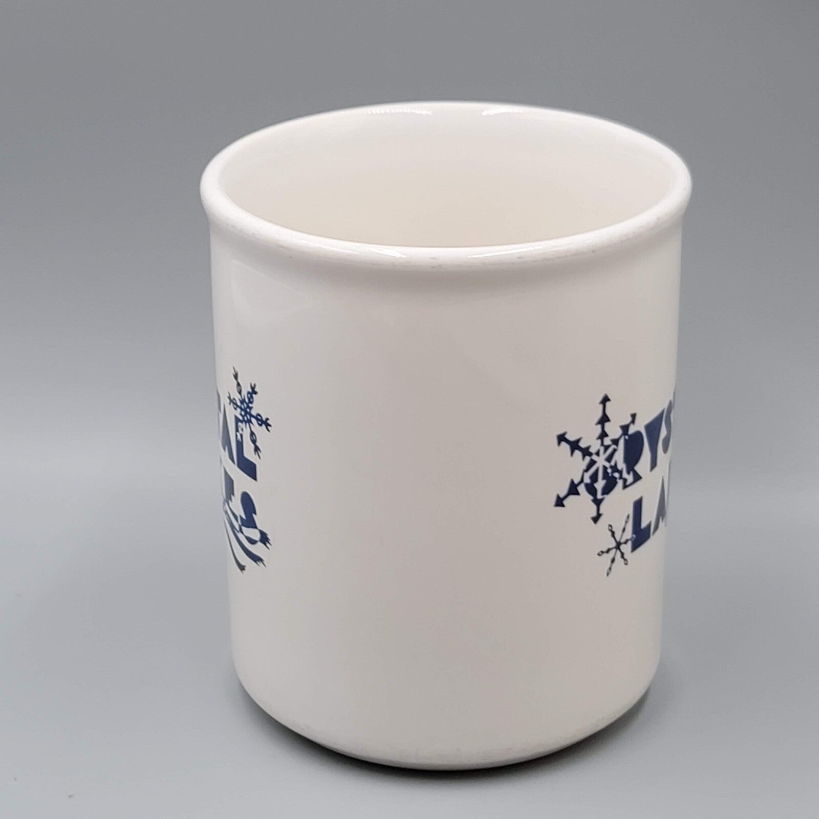 Crystal Lakes Coffee Mug Cup White Blue Logo Souvenir Collectible Vintage