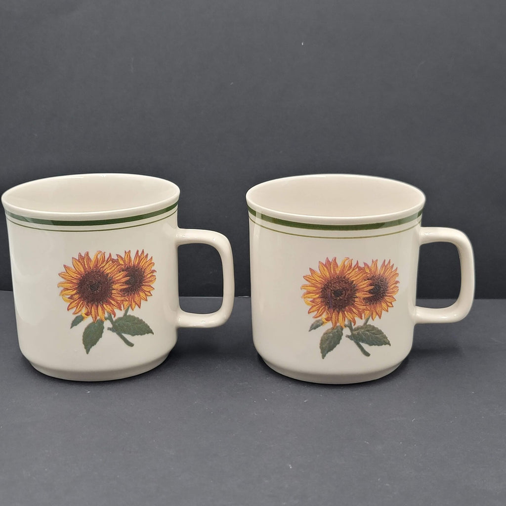 Vintage Gibson Housewares Cottage Sunflower Cup Mug Set of 2