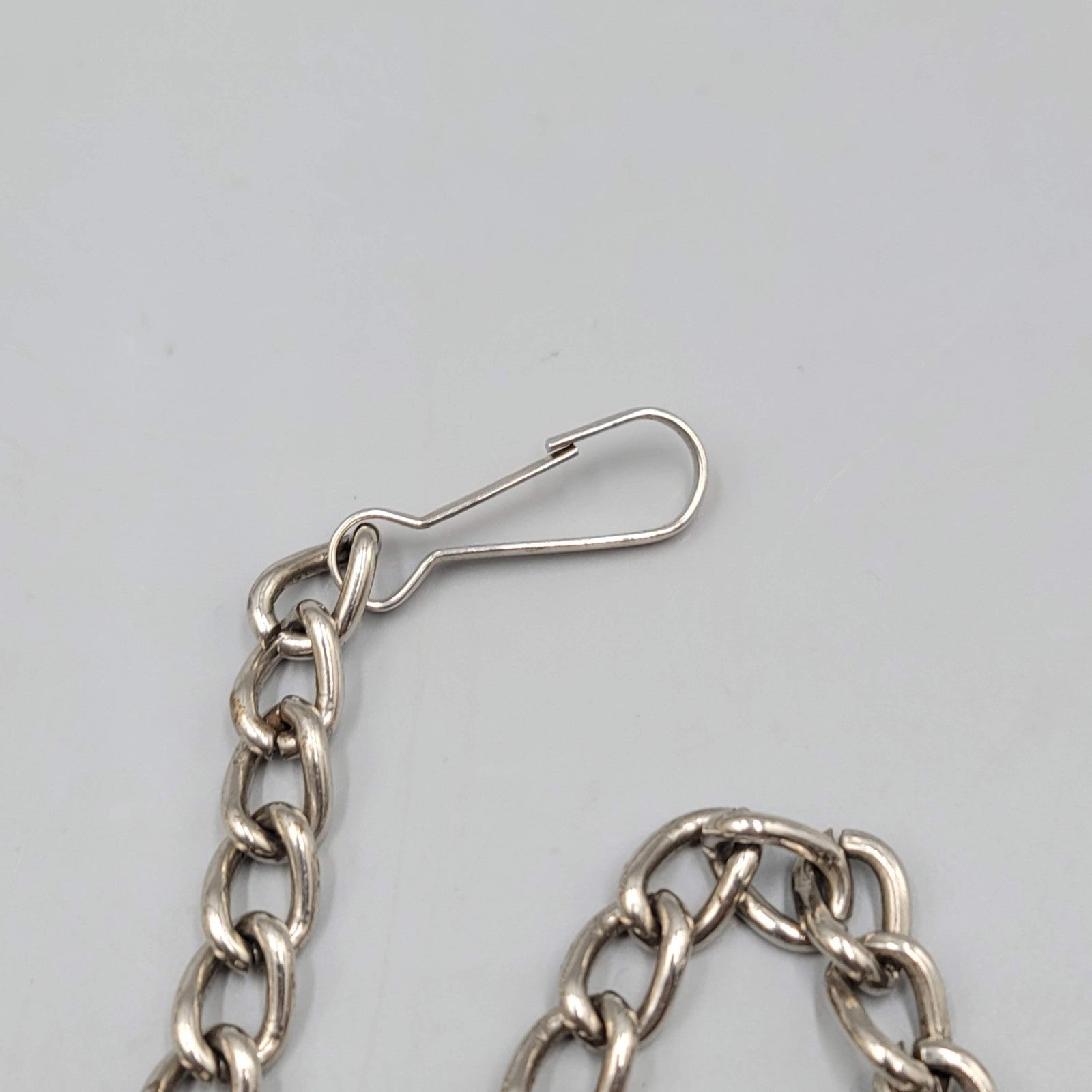Belt & Buckle Wallet Chain Black Leather Silver tone 12"