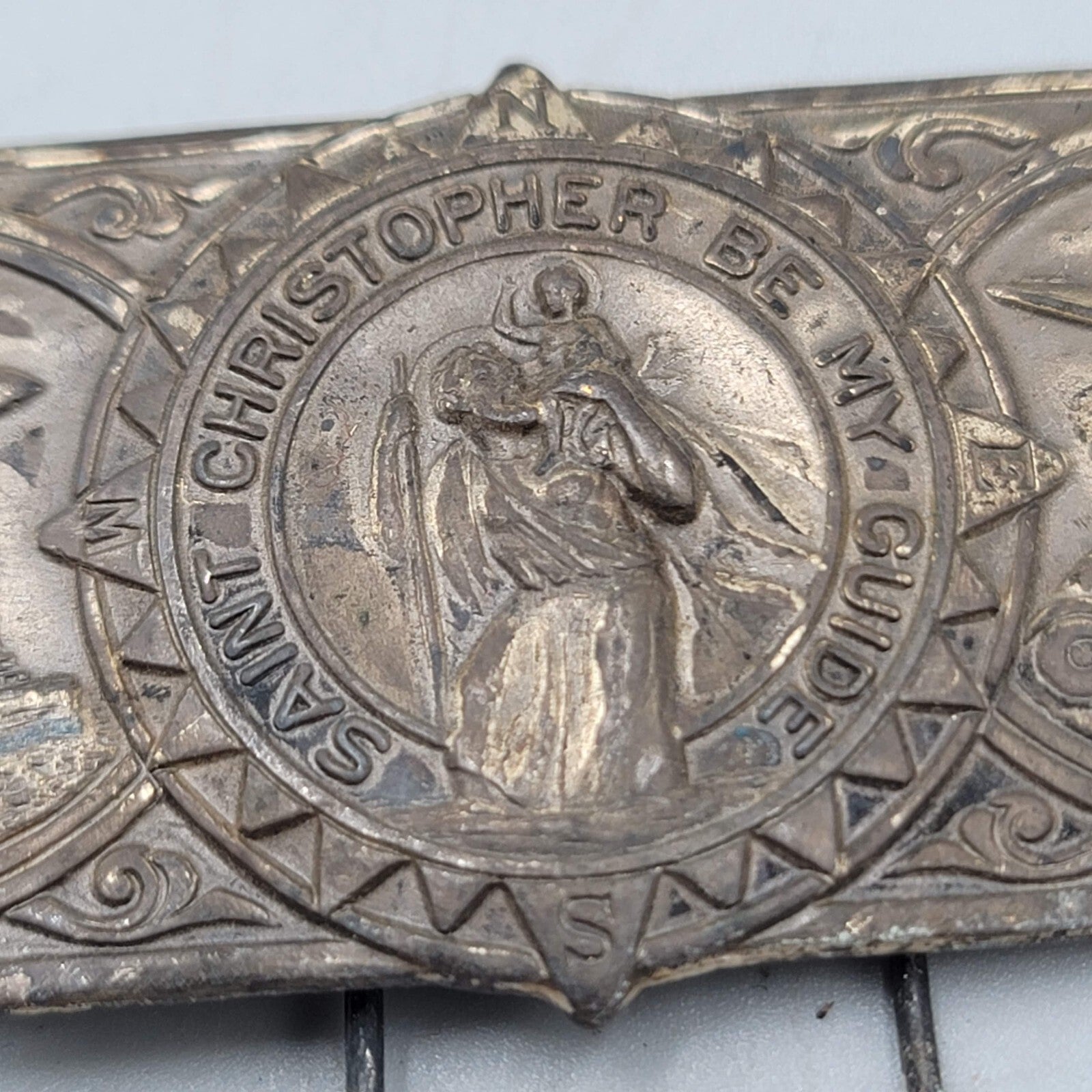 Vintage St Christopher Medal Car Visor Clip Badge Plane Boat Automobile Lot of 2