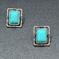 Pierced Earrings Silver tone Dyed Howlite Faux Turquoise Southwest Drop 3/4"