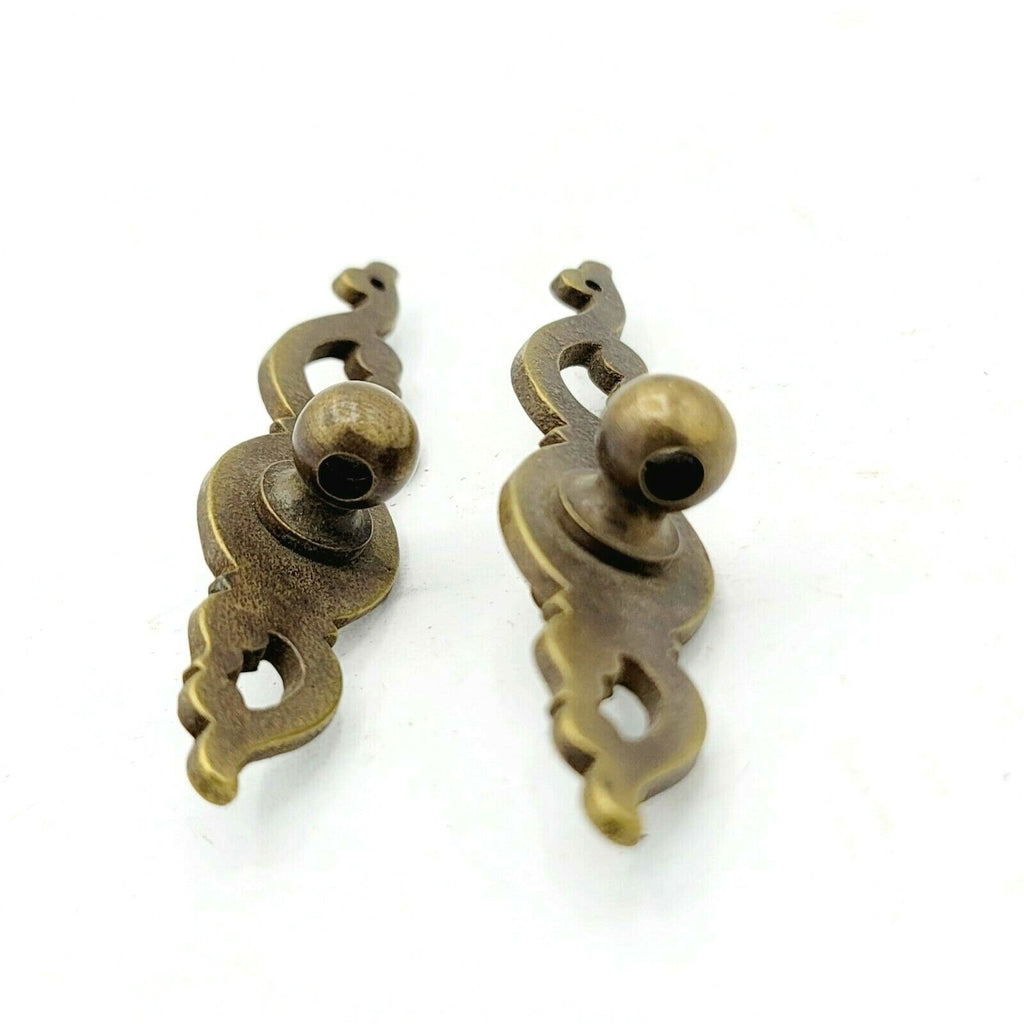 Brass Plate Drop Bail Pull Repair Lot of 2 Salvage Drawer Hardware Reclaimed
