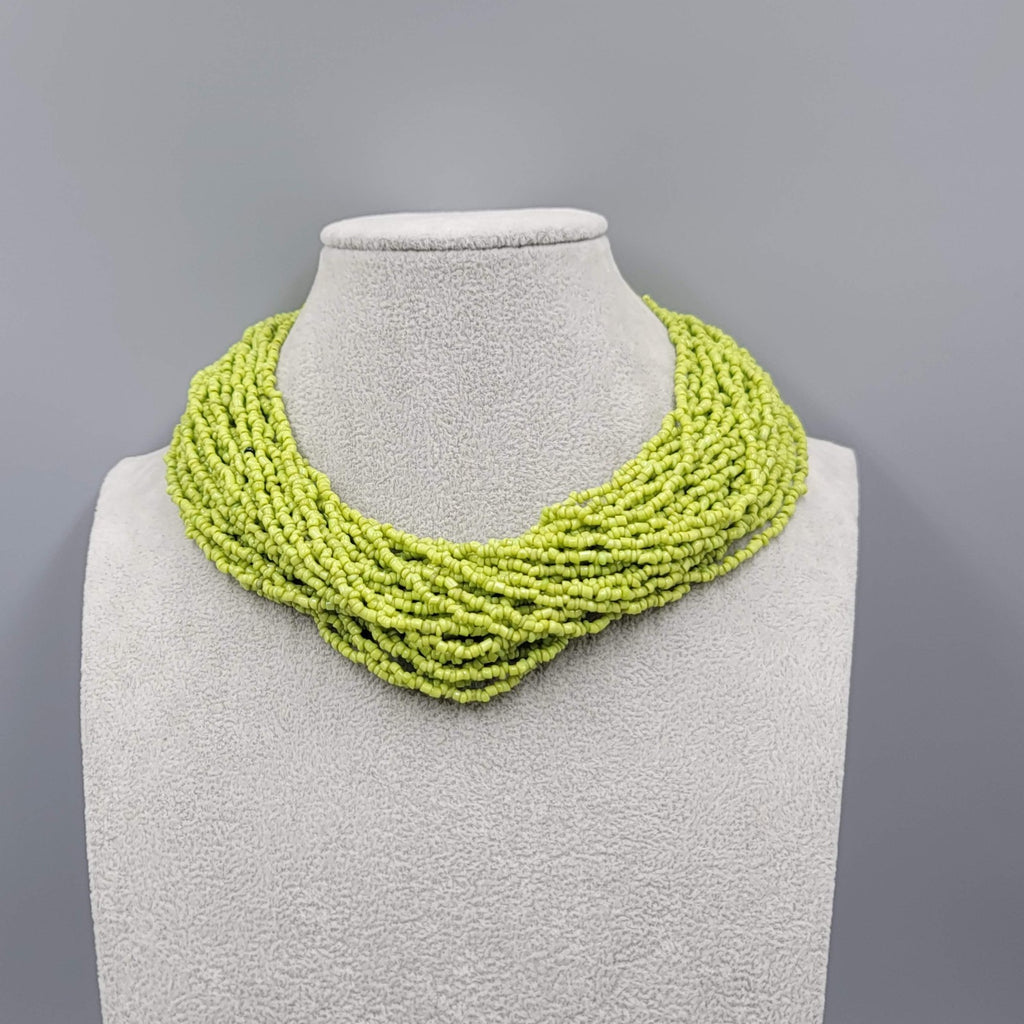 Multistrand Green Seed Bead Necklace 16" 18" 20"