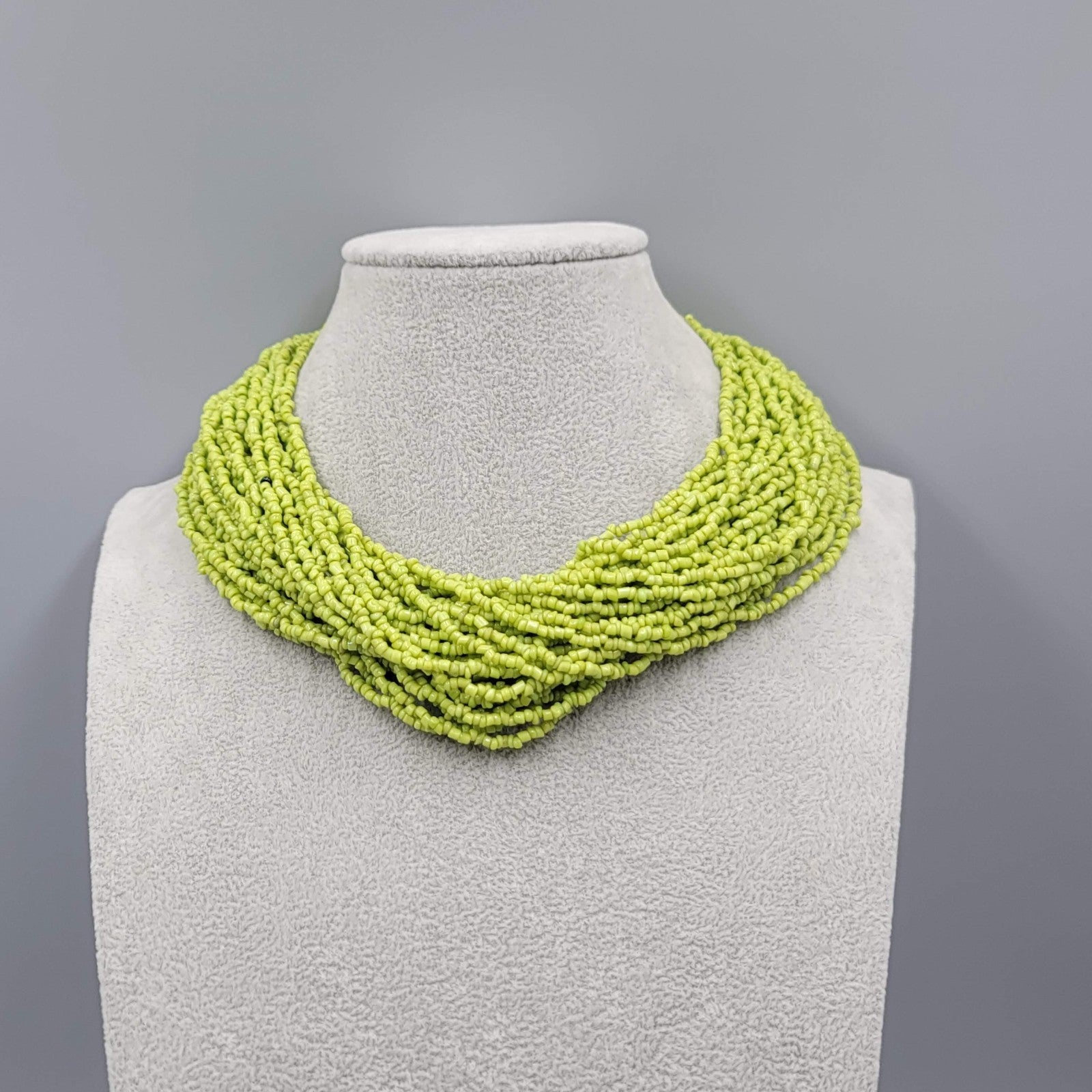 Multistrand Green Seed Bead Necklace 16" 18" 20"