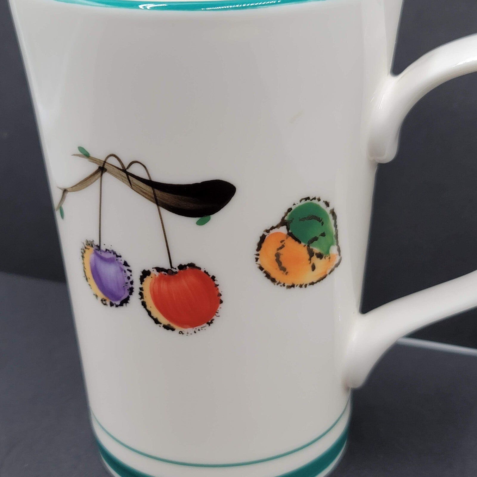 Vintage Chum Bone China Coffee Mug Tea Cup Cherries Fruit