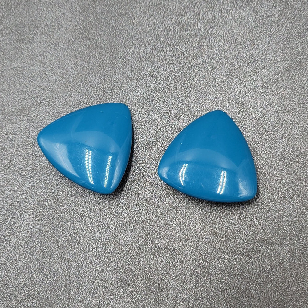 Vintage Clip on Earrings Blue Acrylic Triangle Statement Drop 1 3/8"