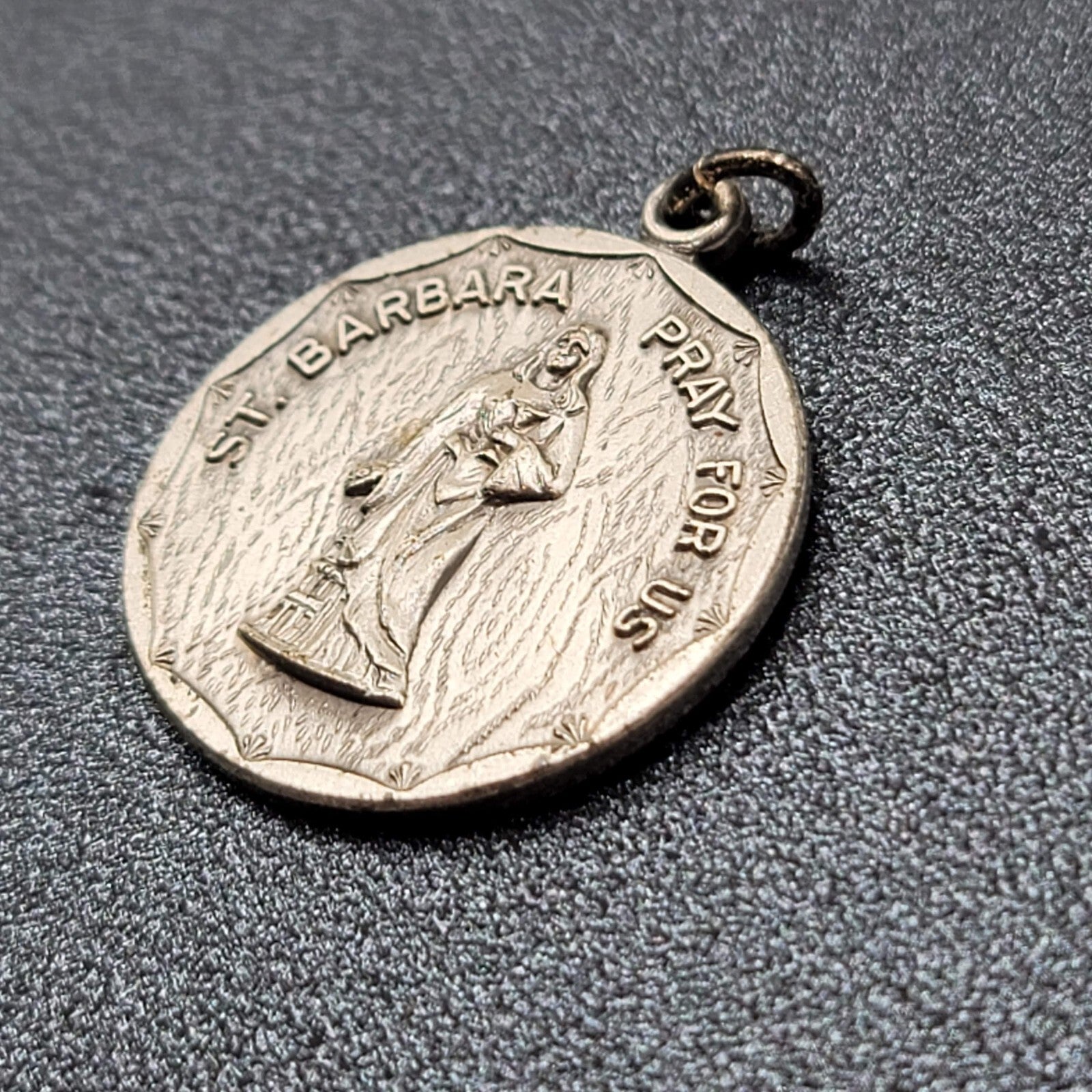 Vintage Catholic Creed St Barbara Medal Mission Santa Barbara
