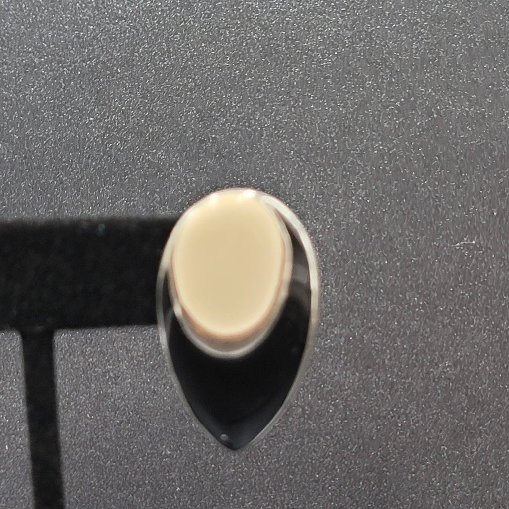 Vintage Pierced Earrings Silver tone Black Cream Enamel Drop 1 3/8"