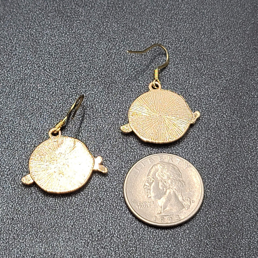 New Cat Pierced Earrings Gold tone Purple Enamel Moon Crystal Dangle 7/8"