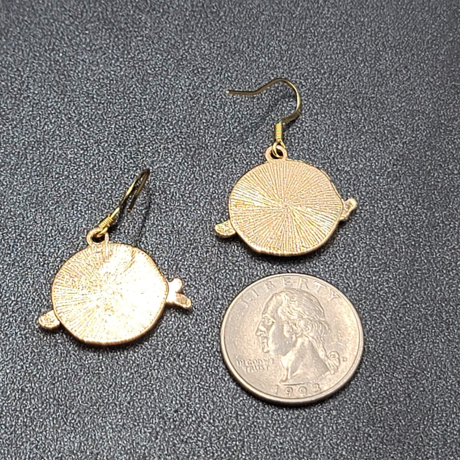 New Cat Pierced Earrings Gold tone Purple Enamel Moon Crystal Dangle 7/8"