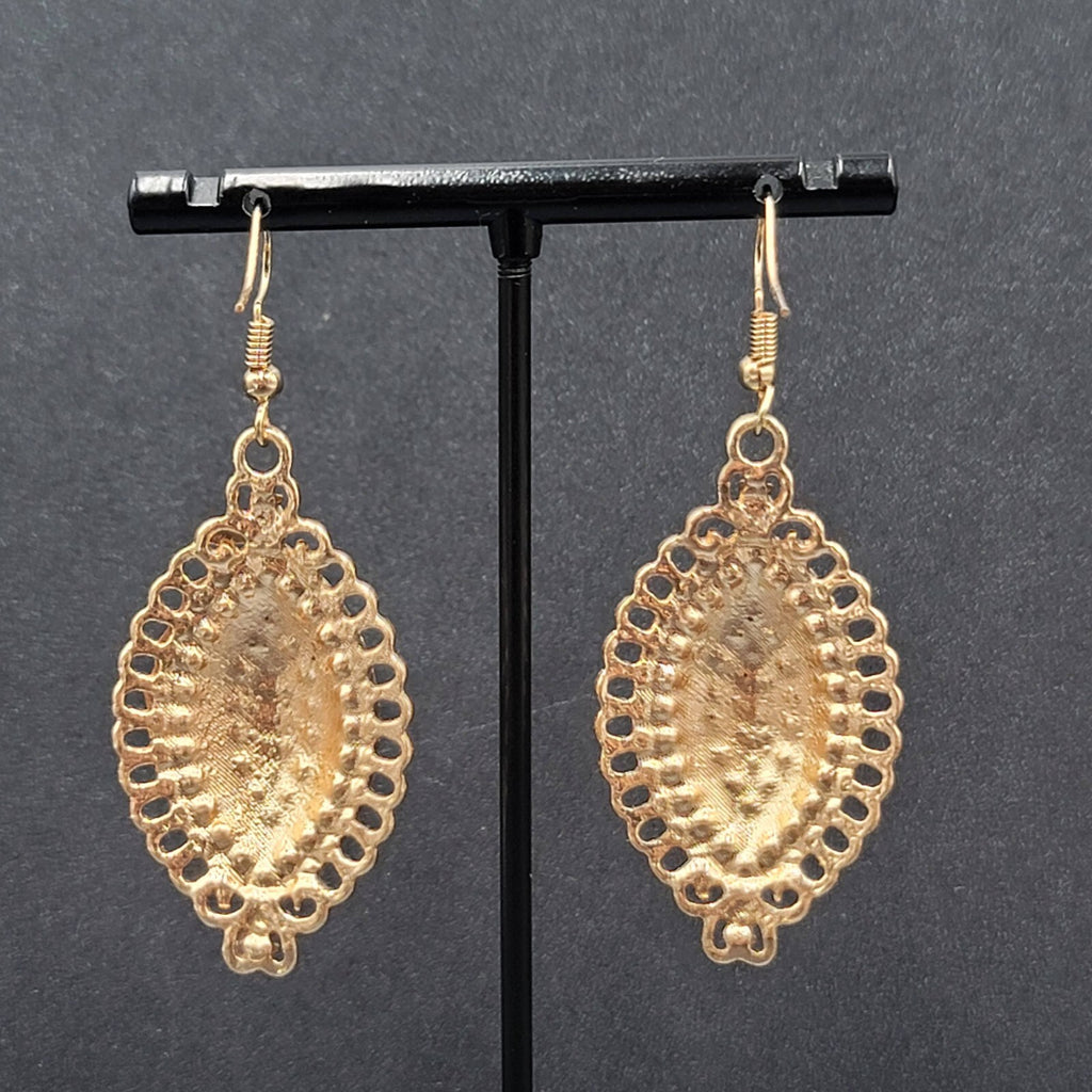 Pierced Earrings Gold Plated Crystal Rhinestone Sparkle Statement 1.75"