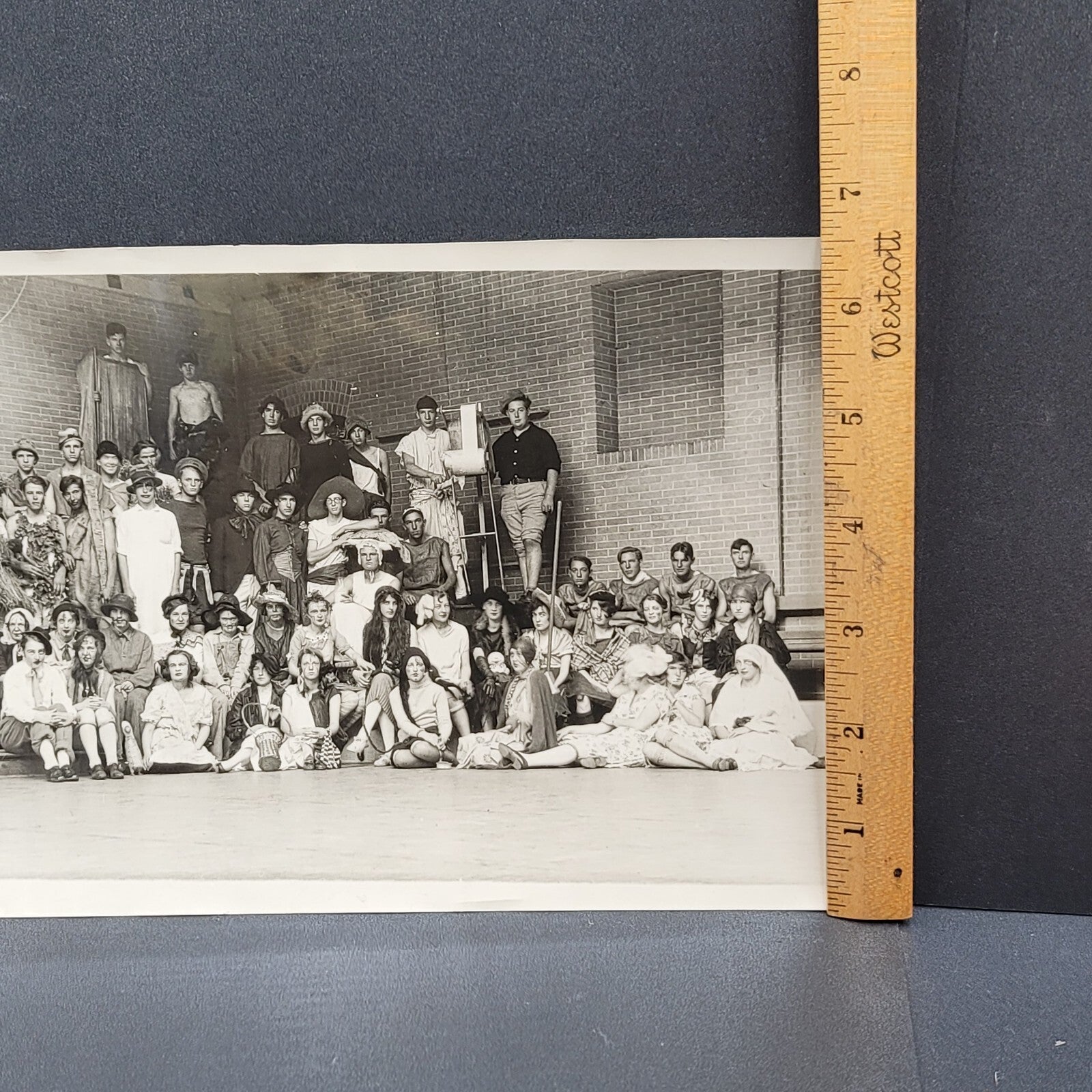 Rare Antique University Freshman Initiation Costume Black White Photo 10"x6.5"